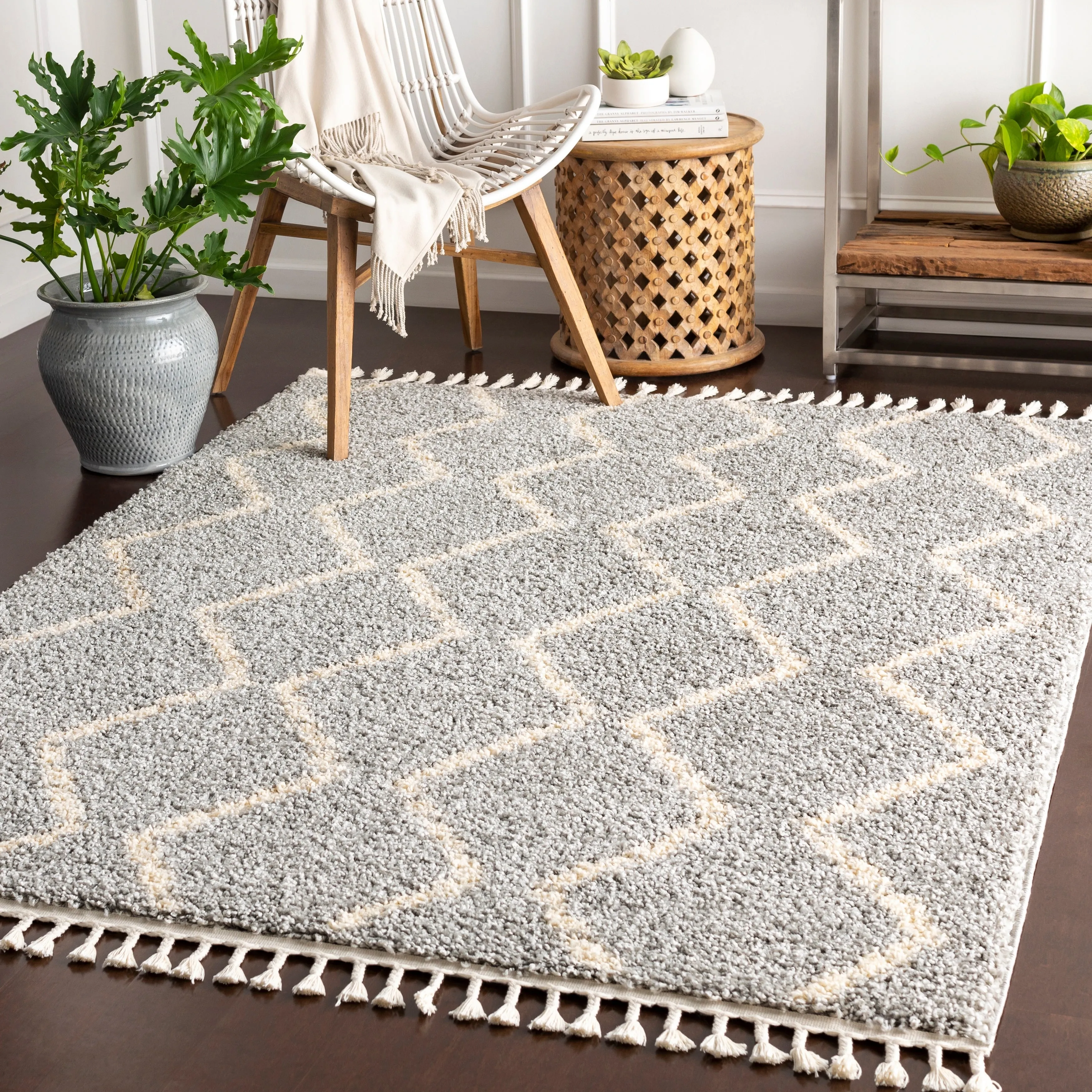 Livabliss Jada Moroccan Stripe Shag Area Rug