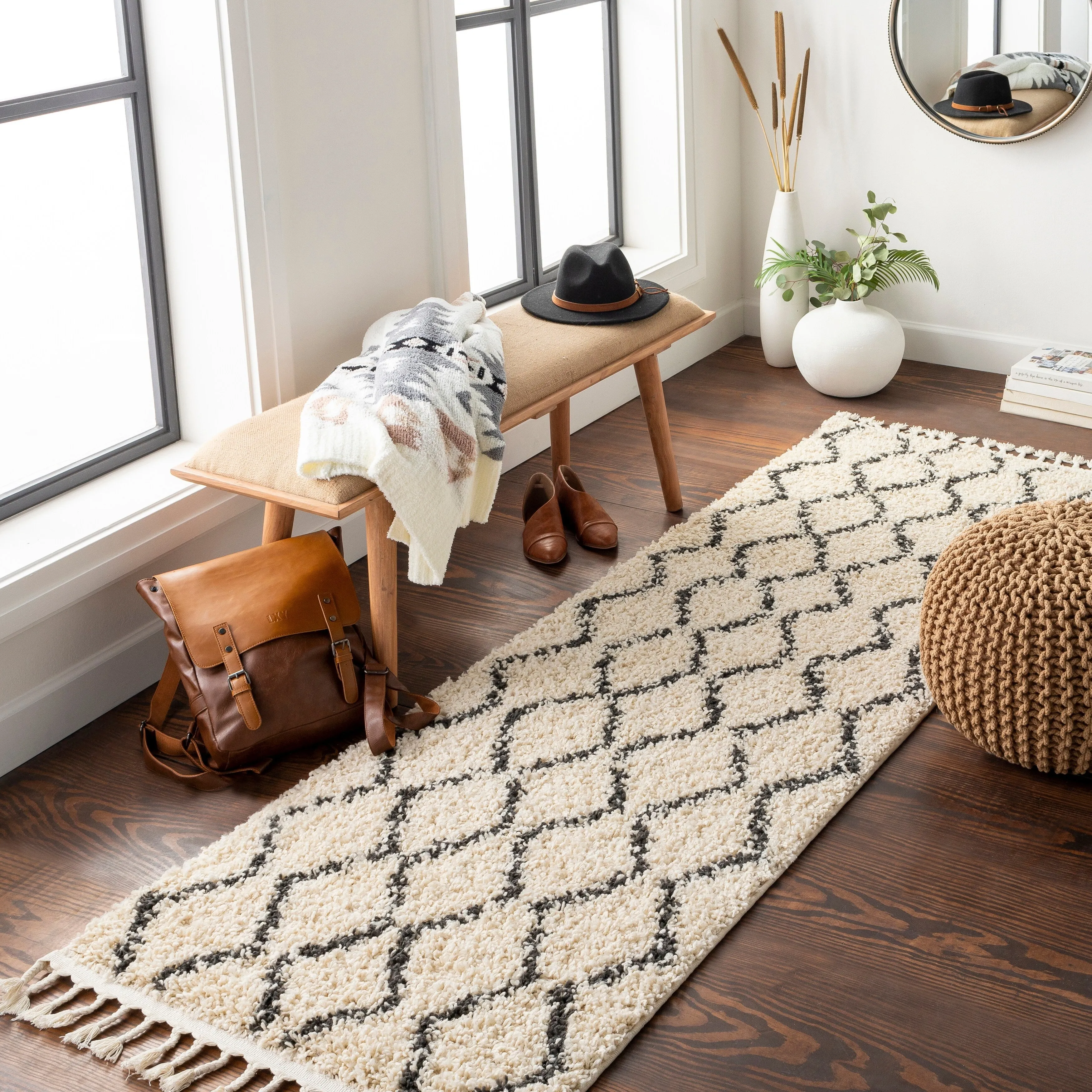 Livabliss Jada Moroccan Stripe Shag Area Rug