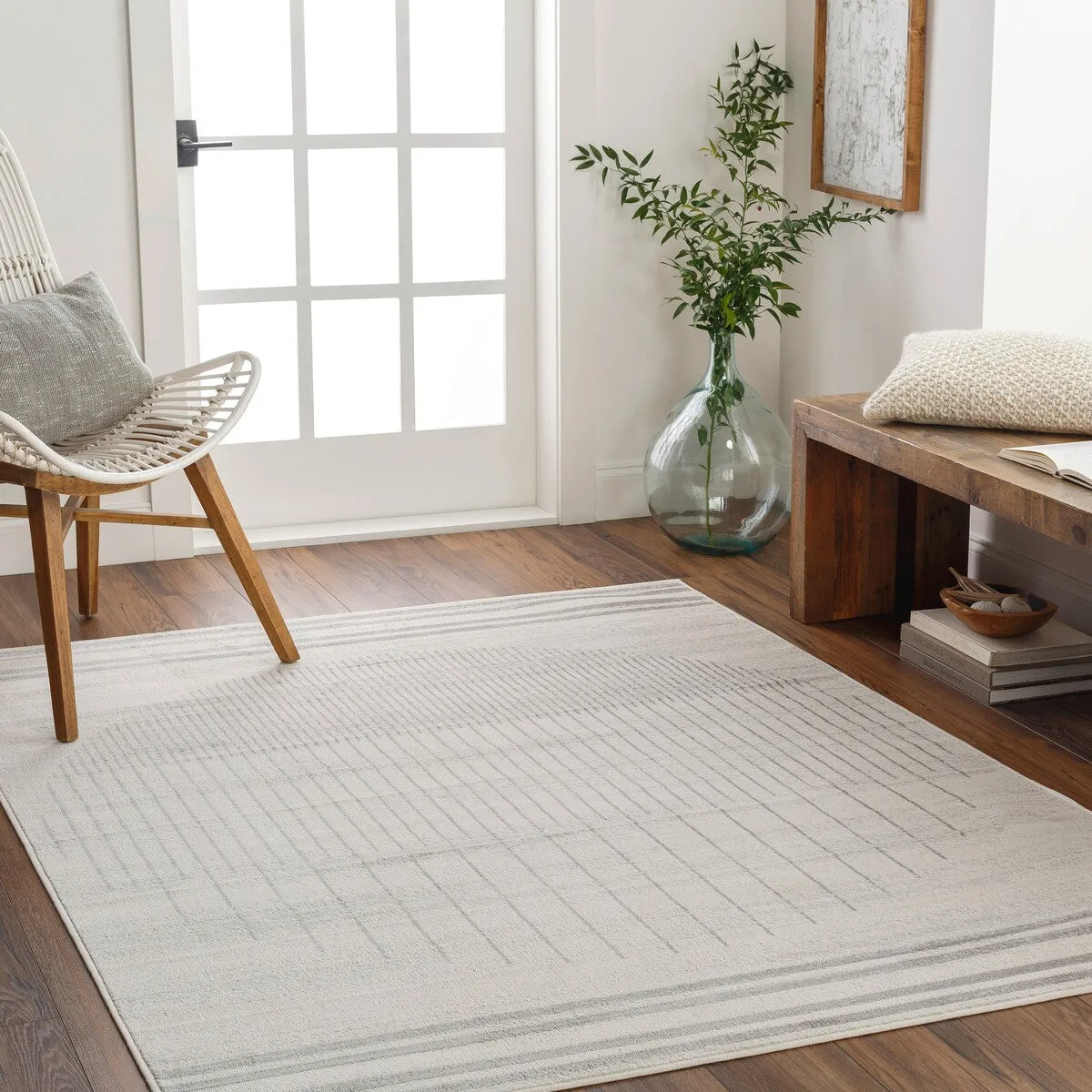 Livabliss Joel Mod Black/Ivory Ombre Geometric Striped Area Rug