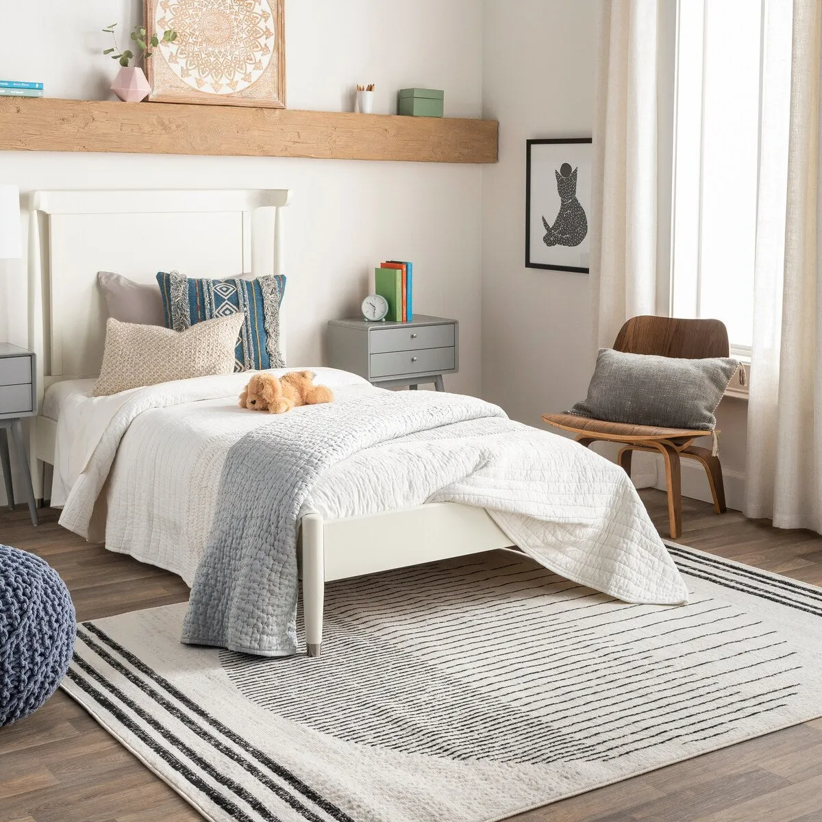 Livabliss Joel Mod Black/Ivory Ombre Geometric Striped Area Rug