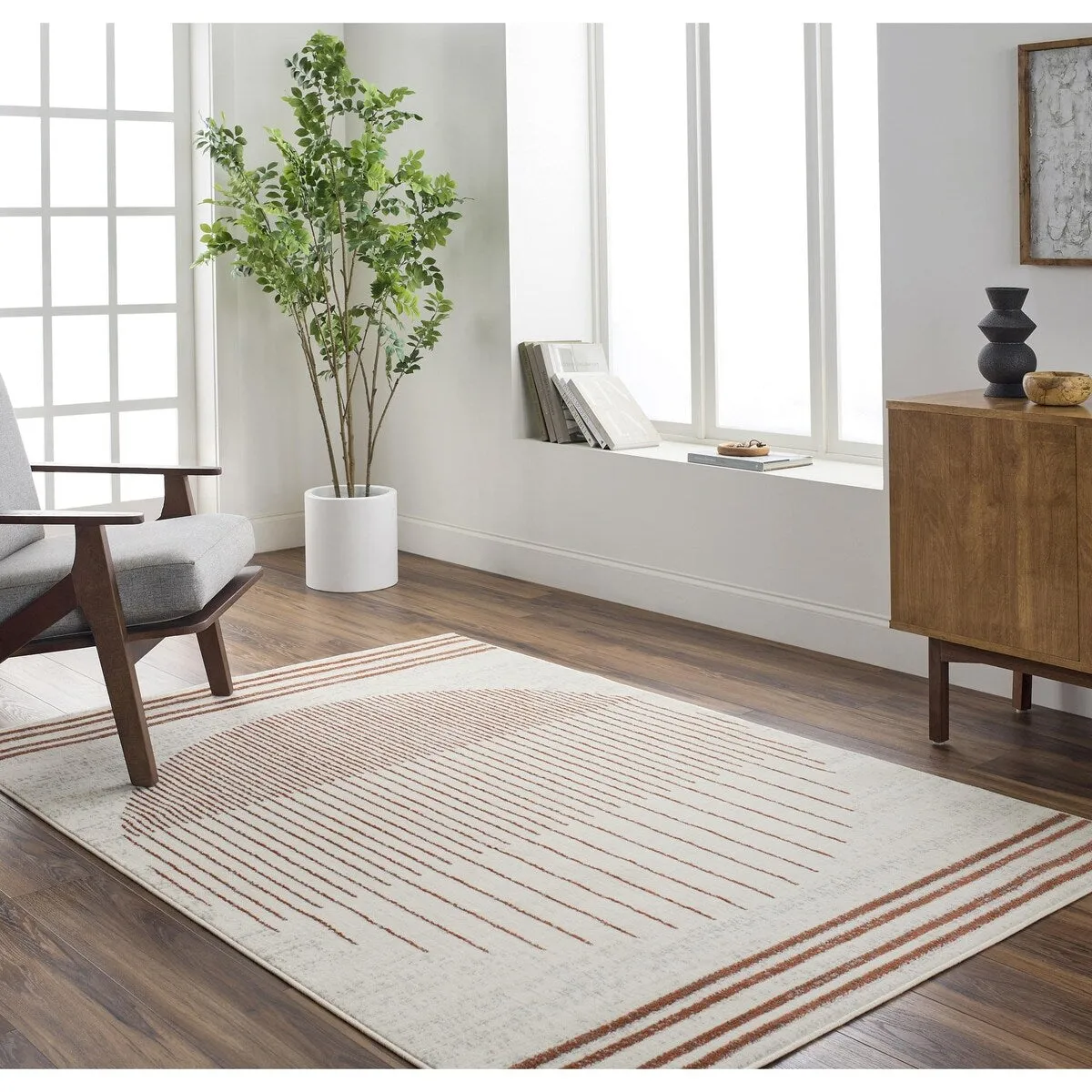 Livabliss Joel Mod Black/Ivory Ombre Geometric Striped Area Rug