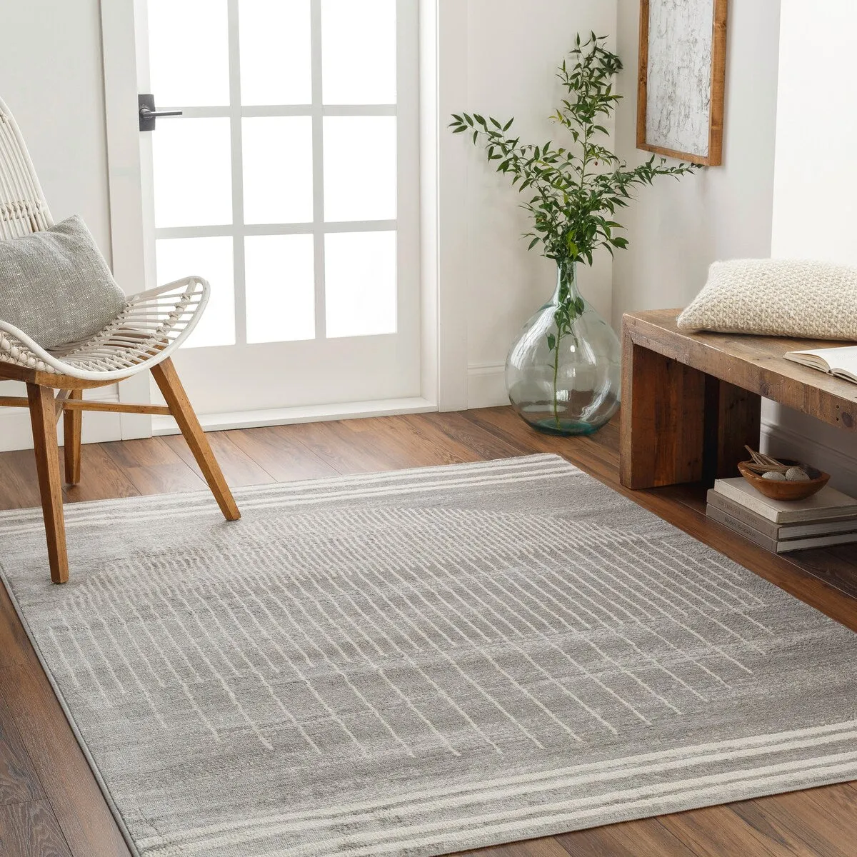 Livabliss Joel Mod Black/Ivory Ombre Geometric Striped Area Rug
