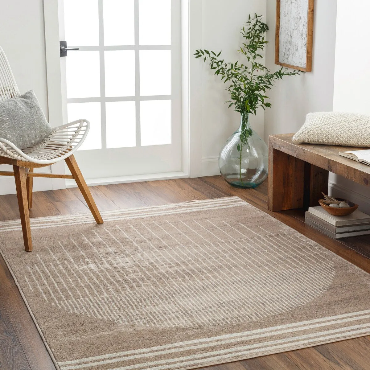 Livabliss Joel Mod Black/Ivory Ombre Geometric Striped Area Rug