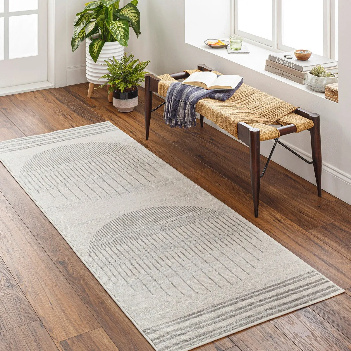 Livabliss Joel Mod Black/Ivory Ombre Geometric Striped Area Rug