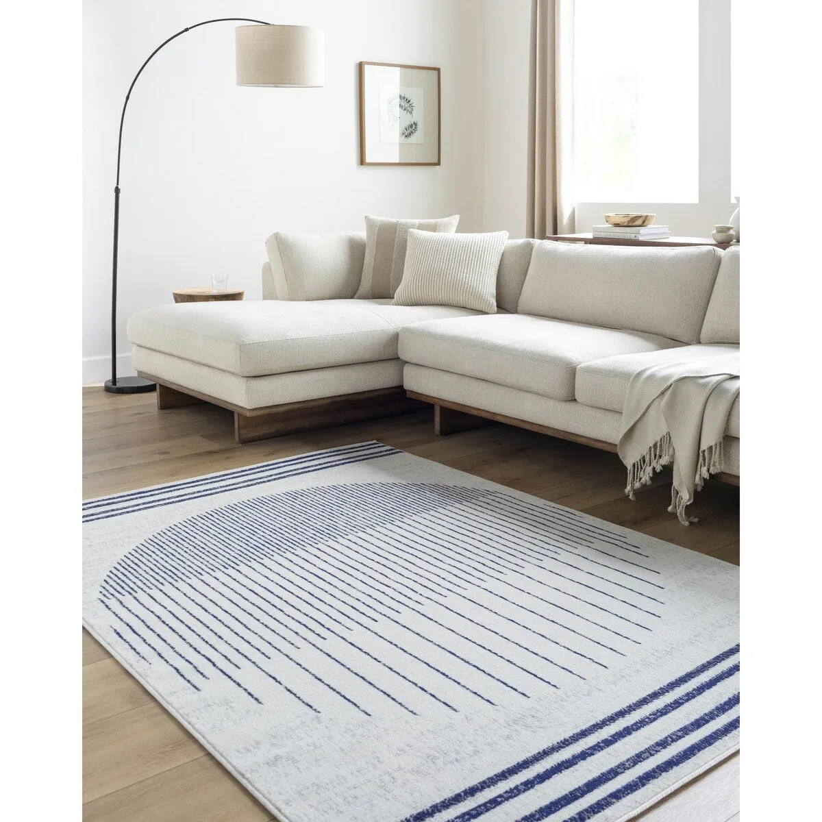 Livabliss Joel Mod Black/Ivory Ombre Geometric Striped Area Rug