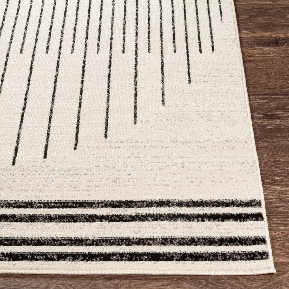 Livabliss Joel Mod Black/Ivory Ombre Geometric Striped Area Rug