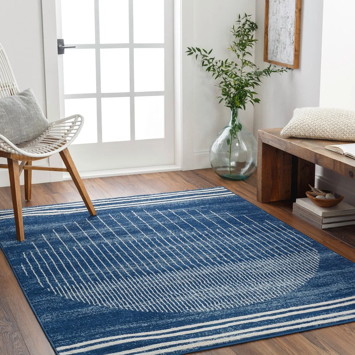 Livabliss Joel Mod Black/Ivory Ombre Geometric Striped Area Rug