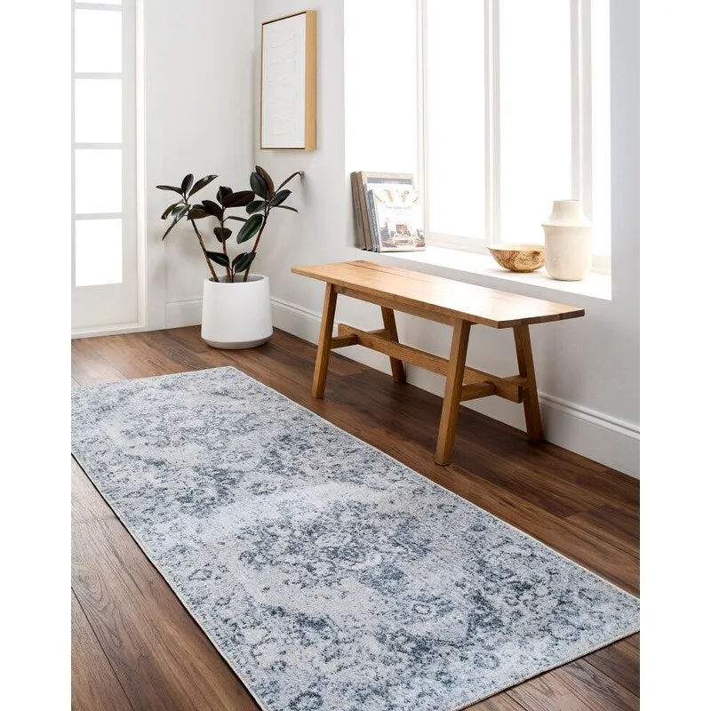 Livabliss Lillian Transitional Medallion Machine Washable Area Rug