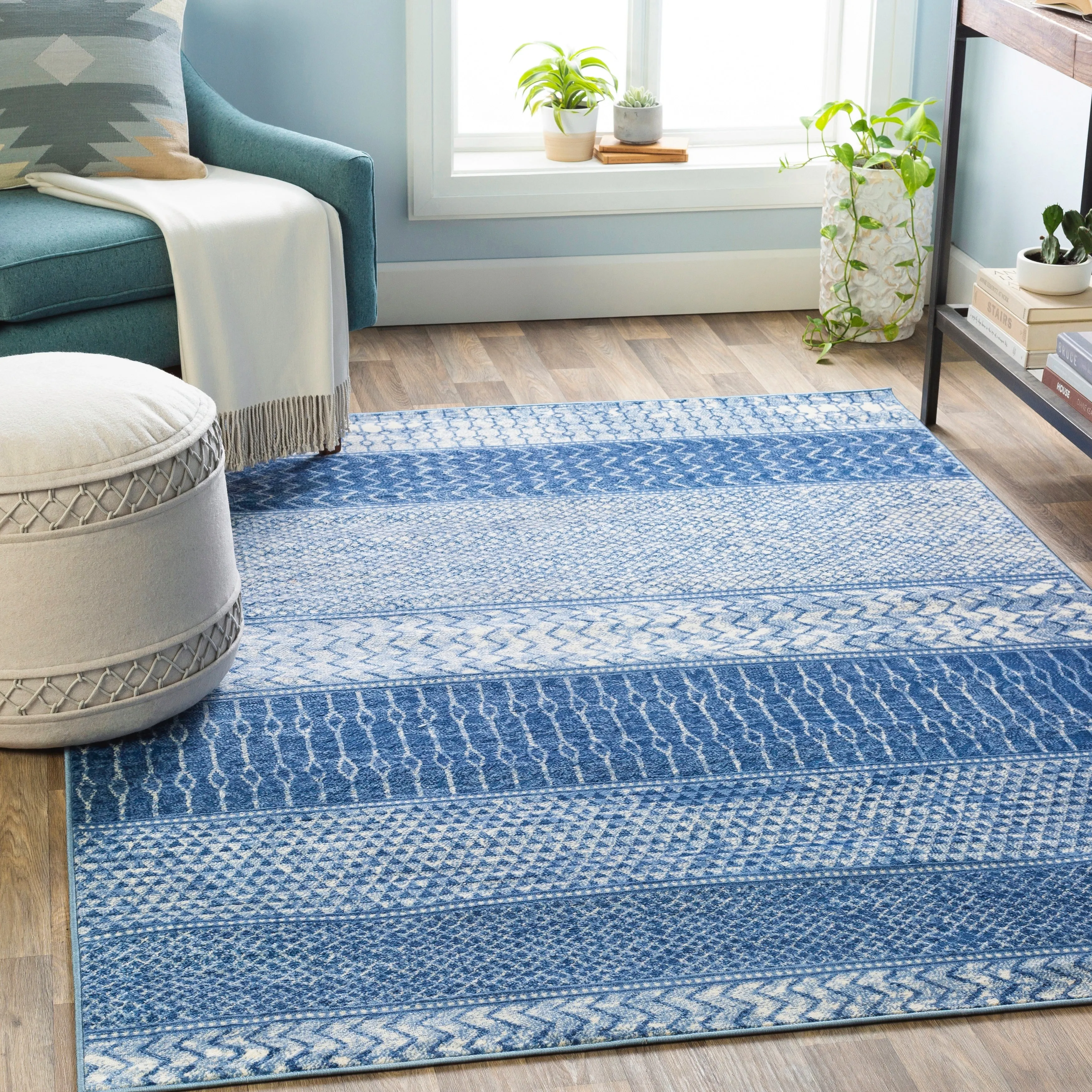 Livabliss Lovato Bohemian Block Print Area Rug