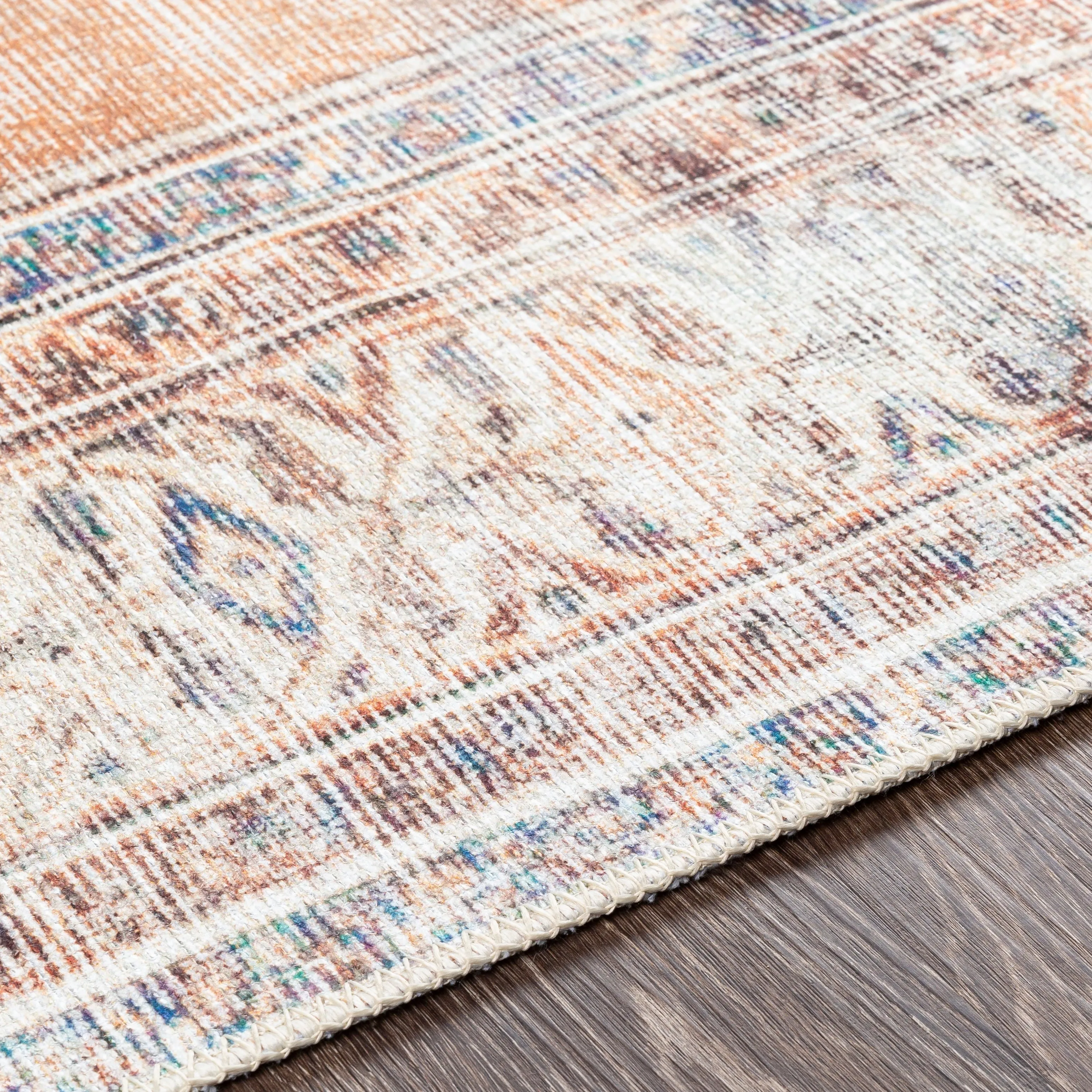 Livabliss Luisa Distressed Medallion Printed Machine Washable Area Rug