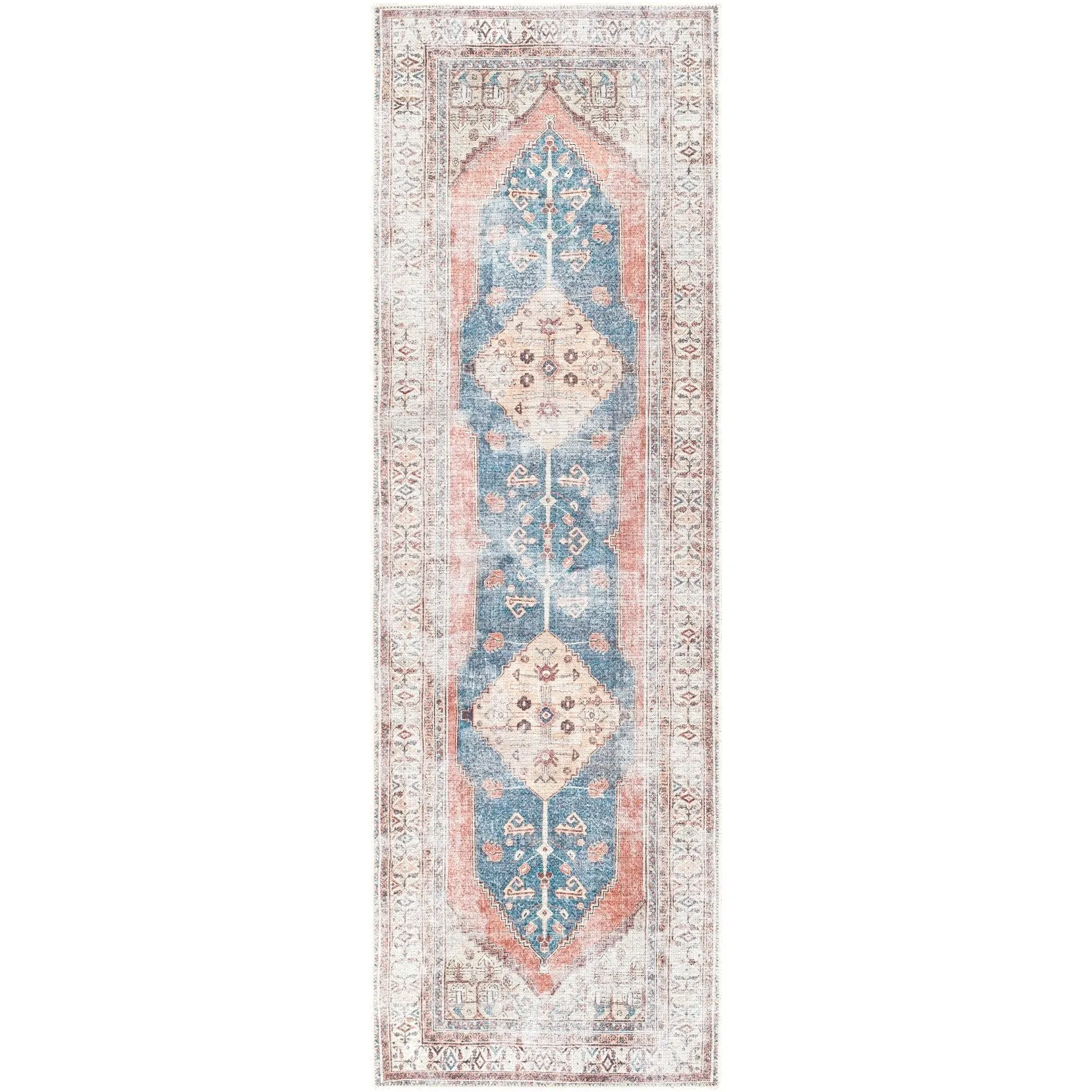 Livabliss Luisa Distressed Medallion Printed Machine Washable Area Rug