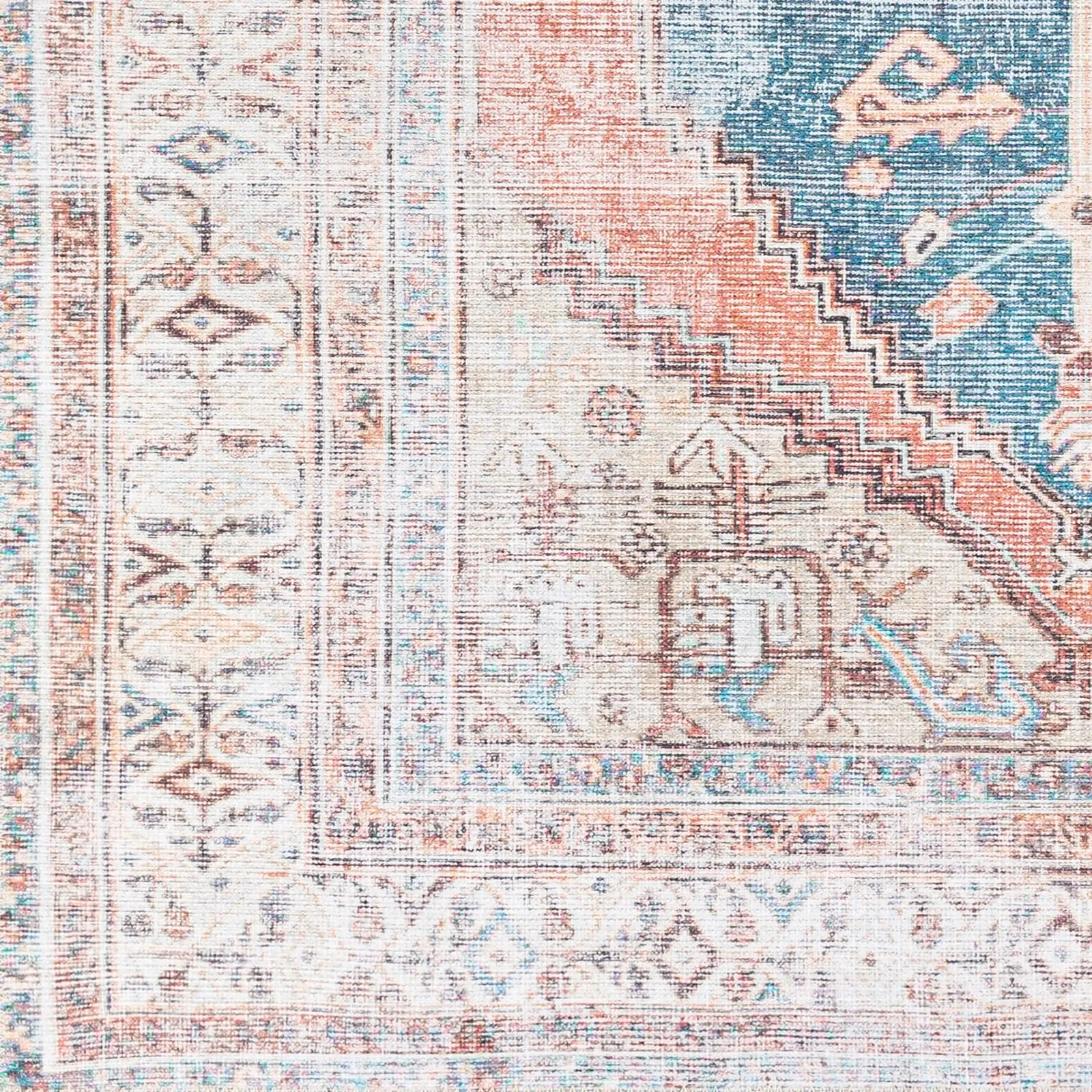 Livabliss Luisa Distressed Medallion Printed Machine Washable Area Rug