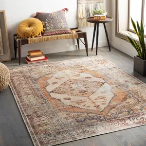 Livabliss Luisa Distressed Medallion Printed Machine Washable Area Rug