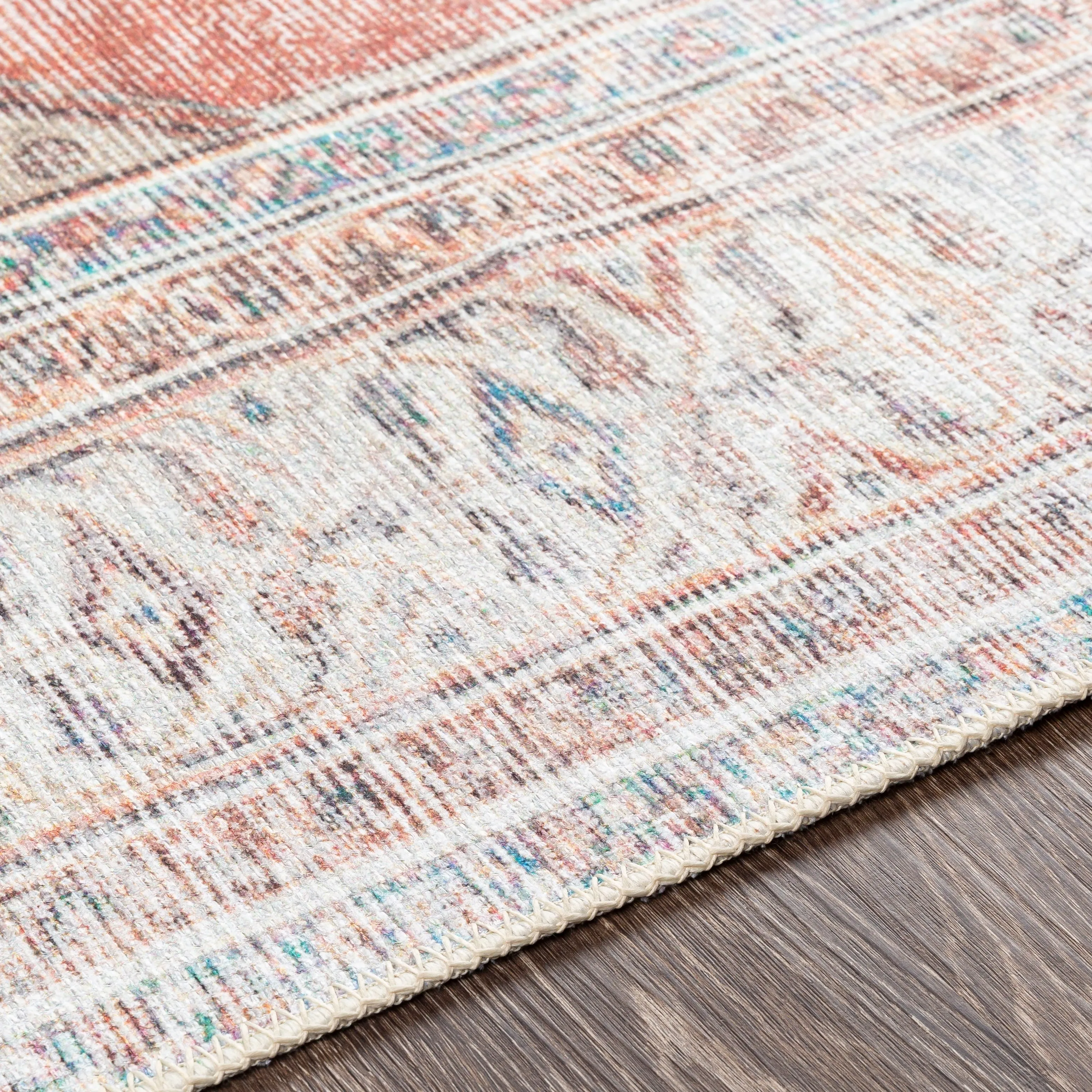 Livabliss Luisa Distressed Medallion Printed Machine Washable Area Rug