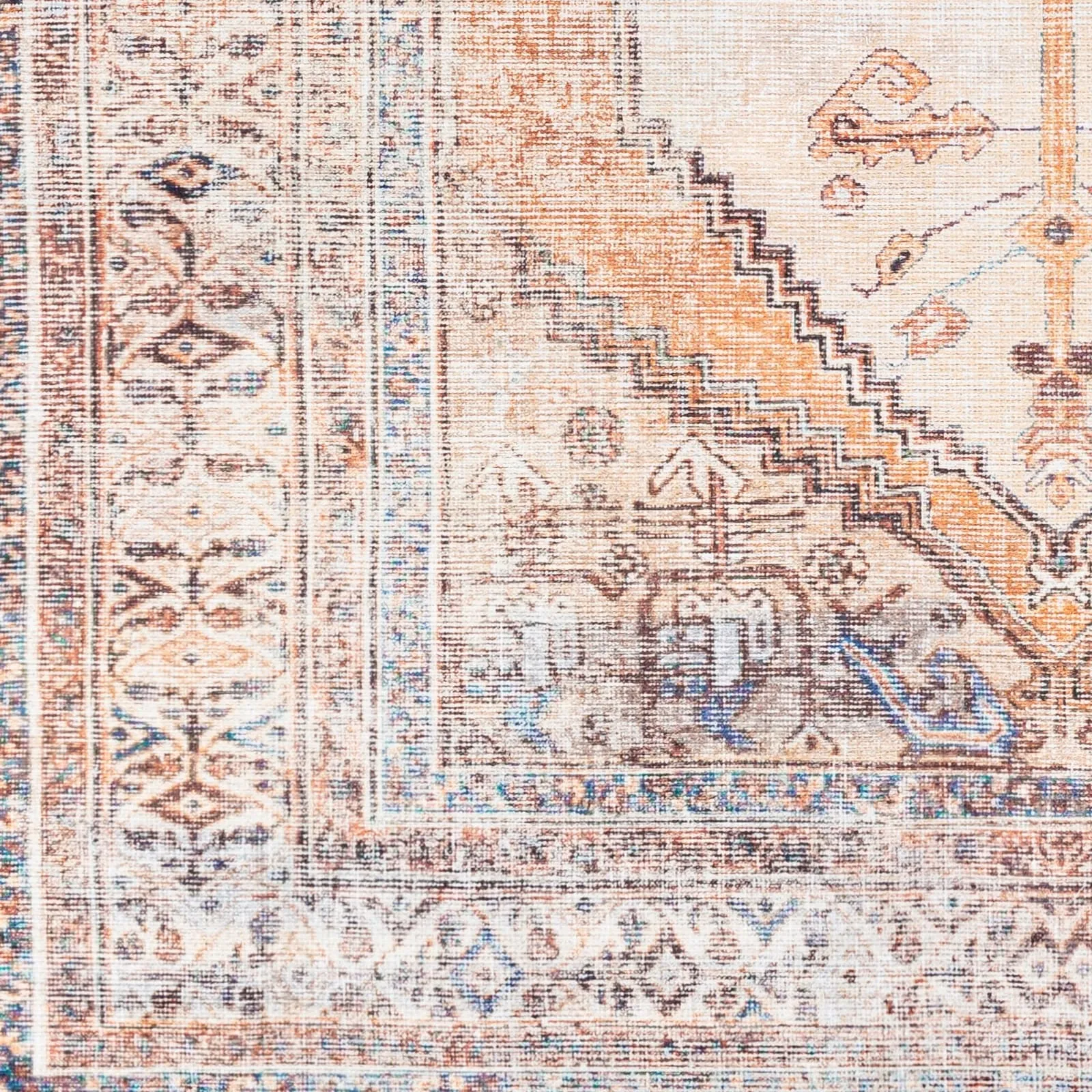 Livabliss Luisa Distressed Medallion Printed Machine Washable Area Rug
