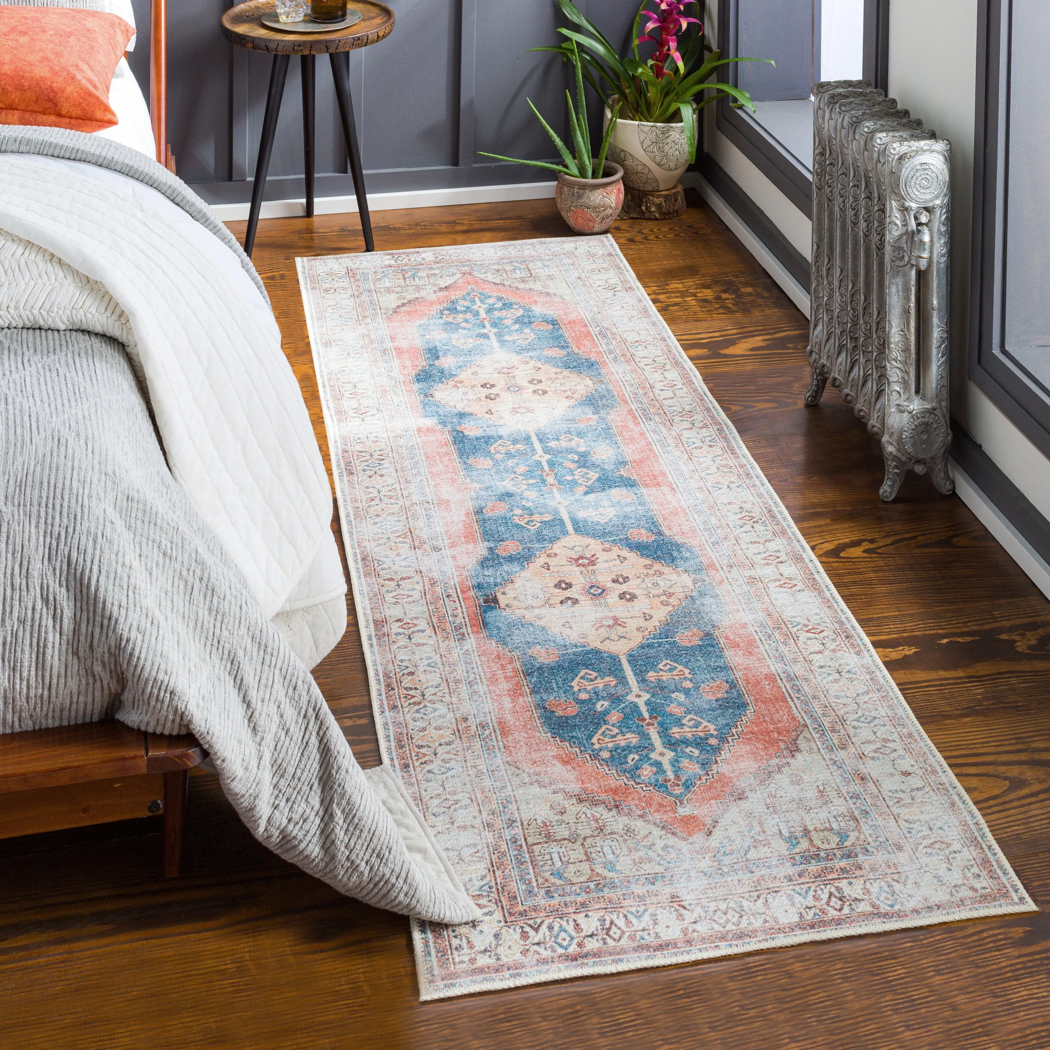 Livabliss Luisa Distressed Medallion Printed Machine Washable Area Rug