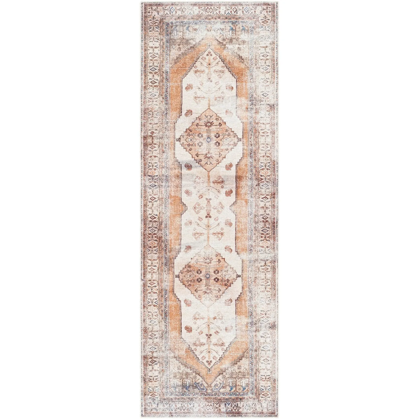 Livabliss Luisa Distressed Medallion Printed Machine Washable Area Rug