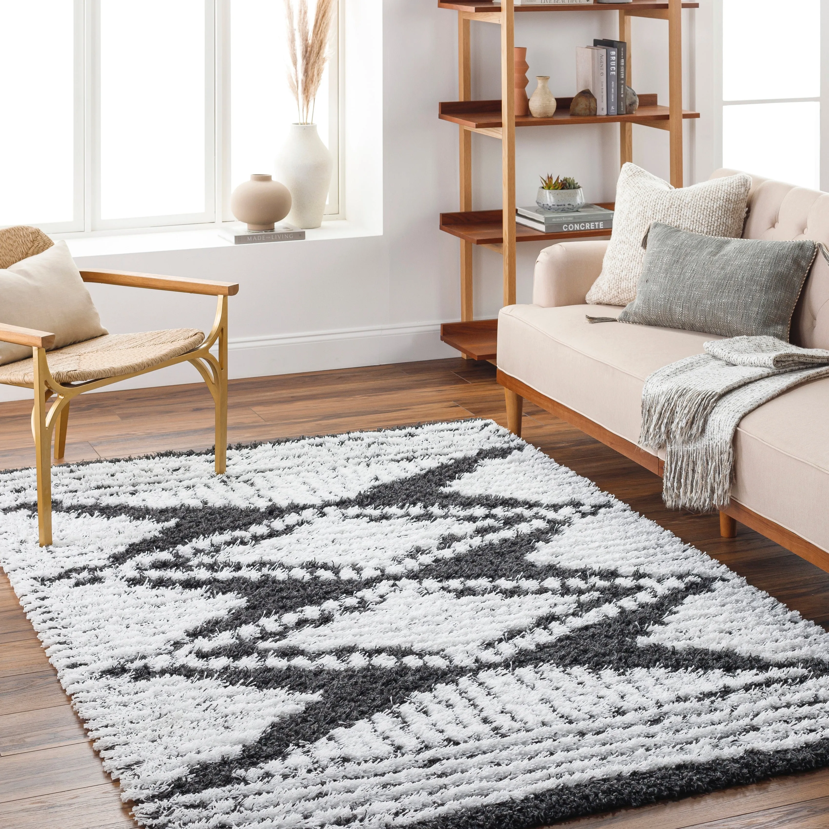 Livabliss Madini Moroccan Diamond Plush Area Rug