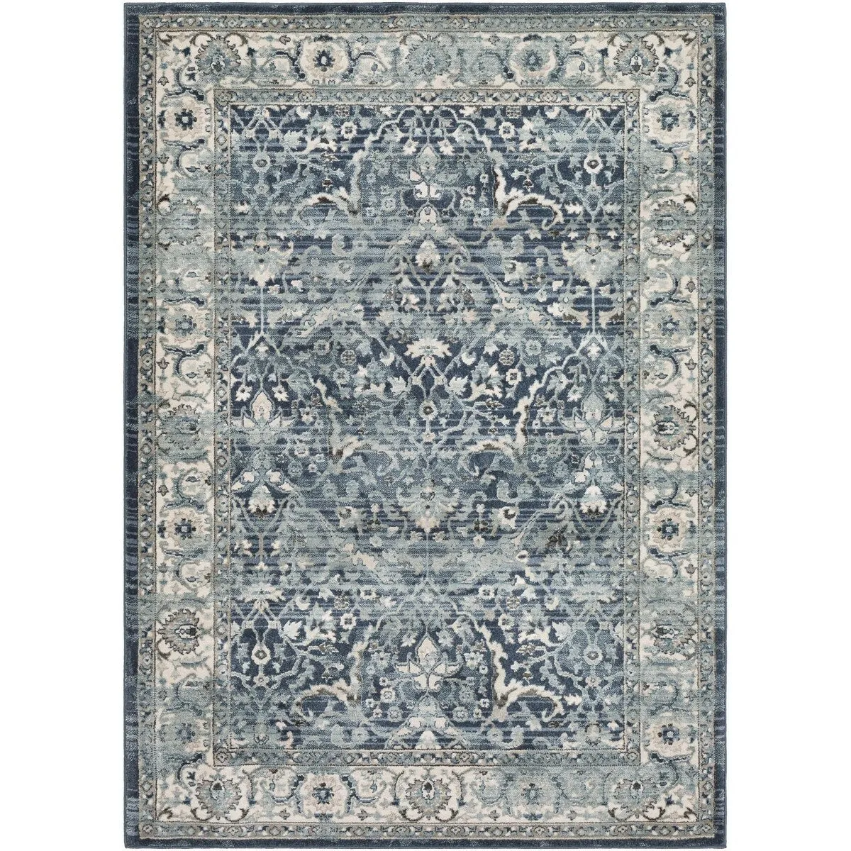 Livabliss Mesopotamia Navy & Teal Updated Traditional Area Rug - 2' x 3'