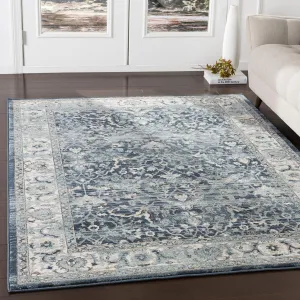 Livabliss Mesopotamia Navy & Teal Updated Traditional Area Rug - 2' x 3'