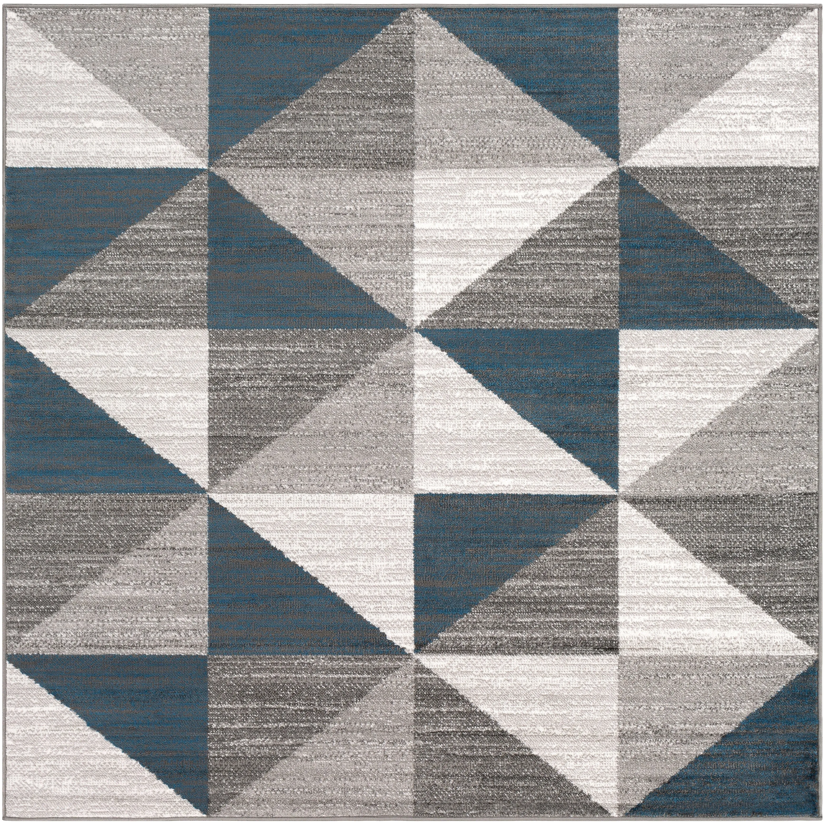 Livabliss Metz Blue & Gray Mid-Century Geometric Area Rug