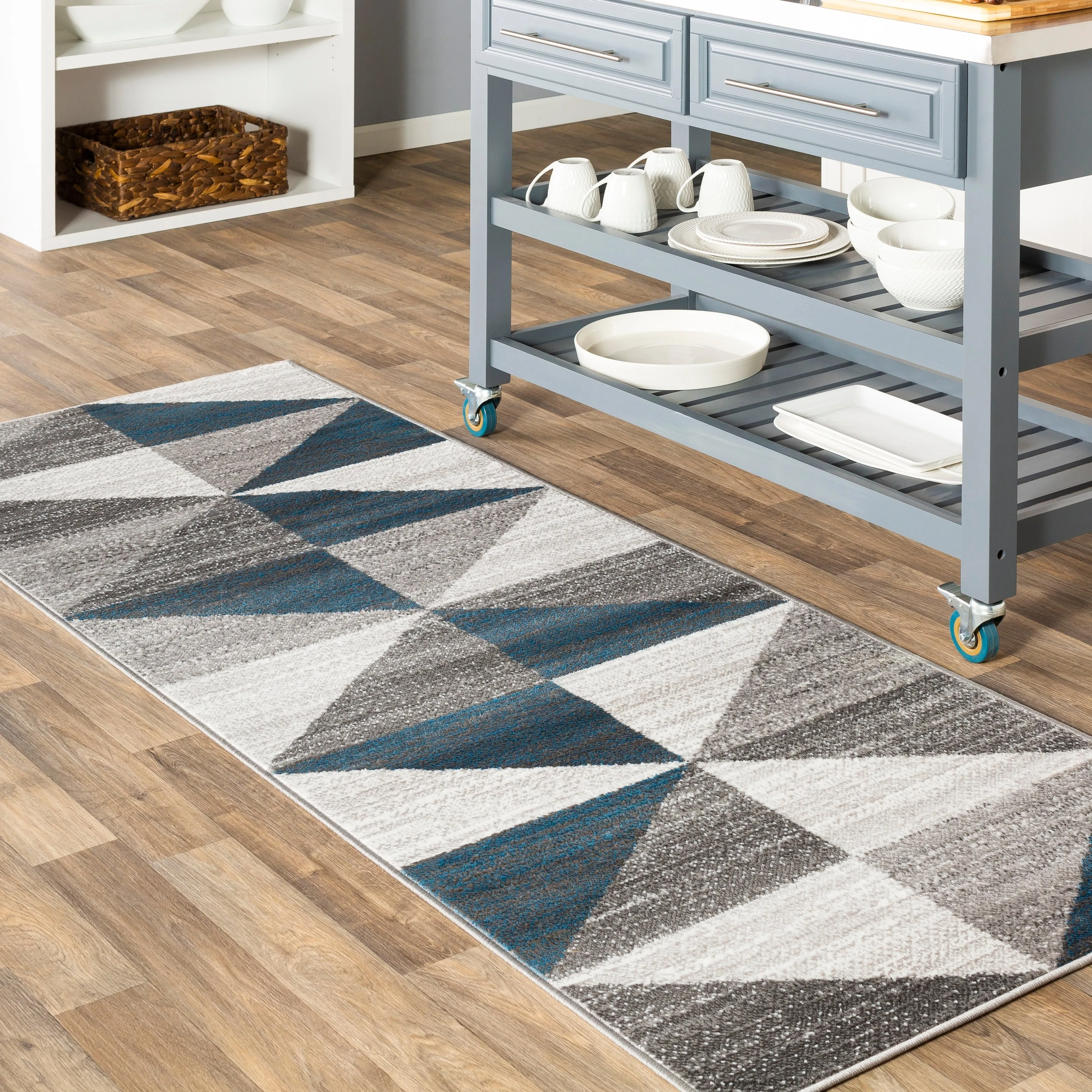 Livabliss Metz Blue & Gray Mid-Century Geometric Area Rug