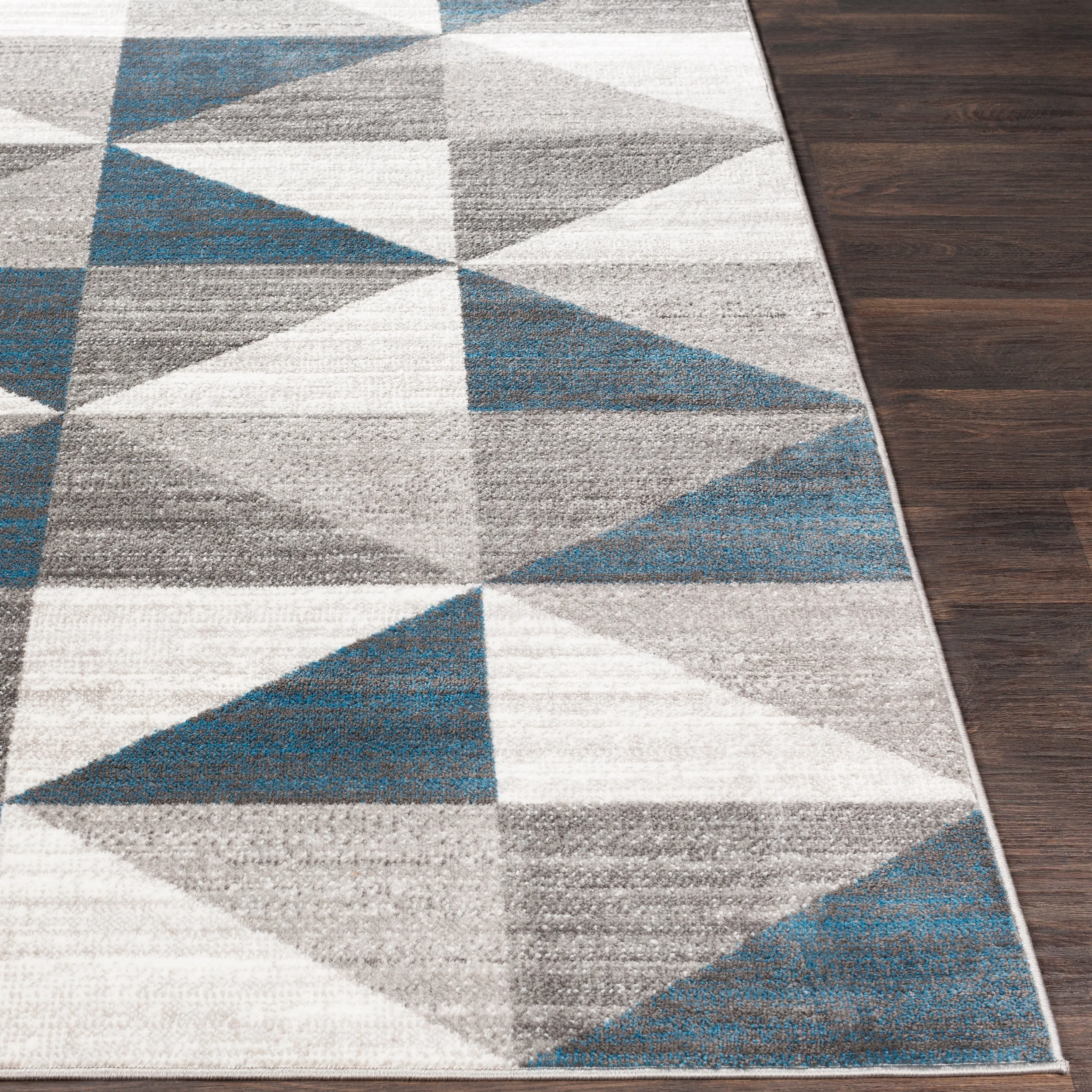 Livabliss Metz Blue & Gray Mid-Century Geometric Area Rug