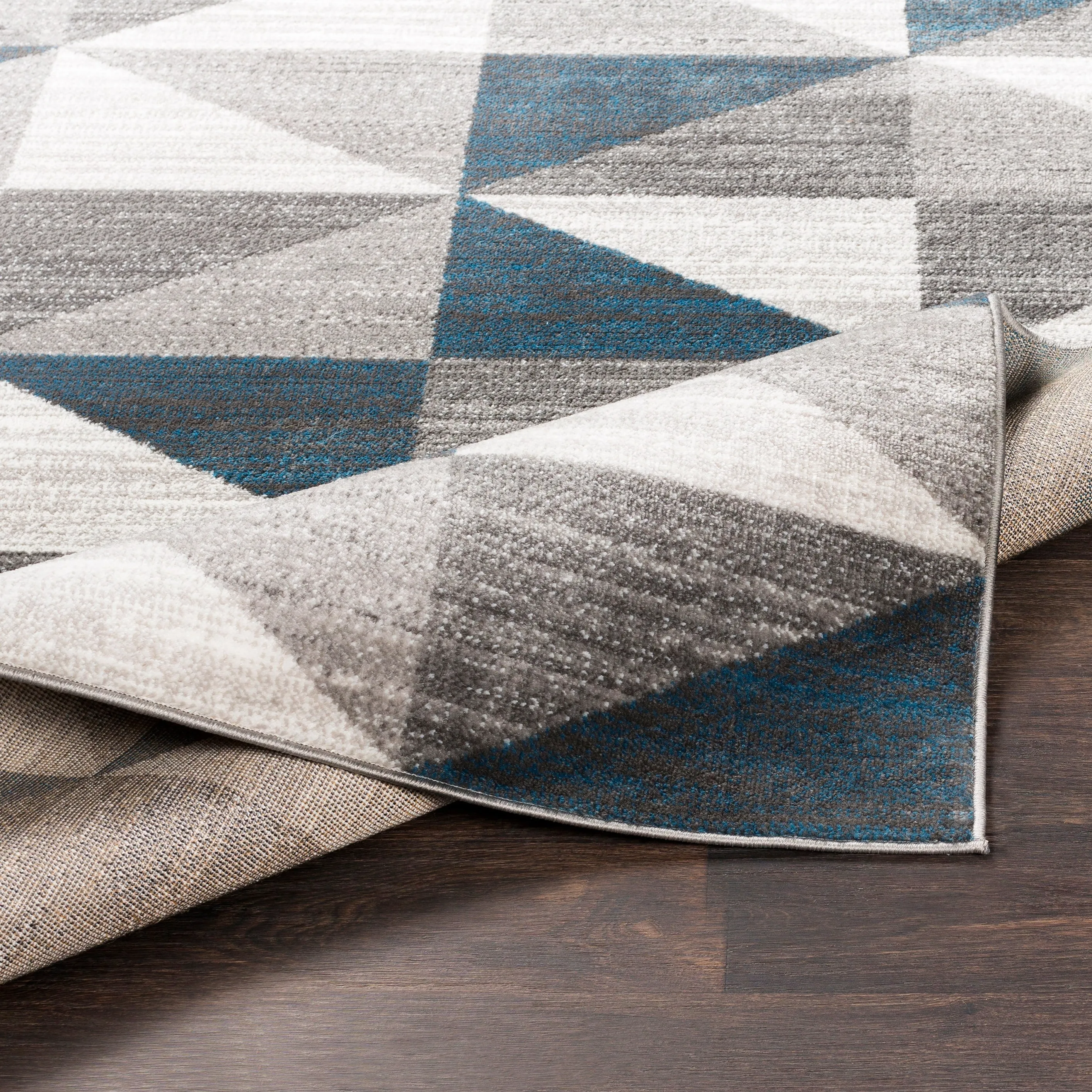 Livabliss Metz Blue & Gray Mid-Century Geometric Area Rug