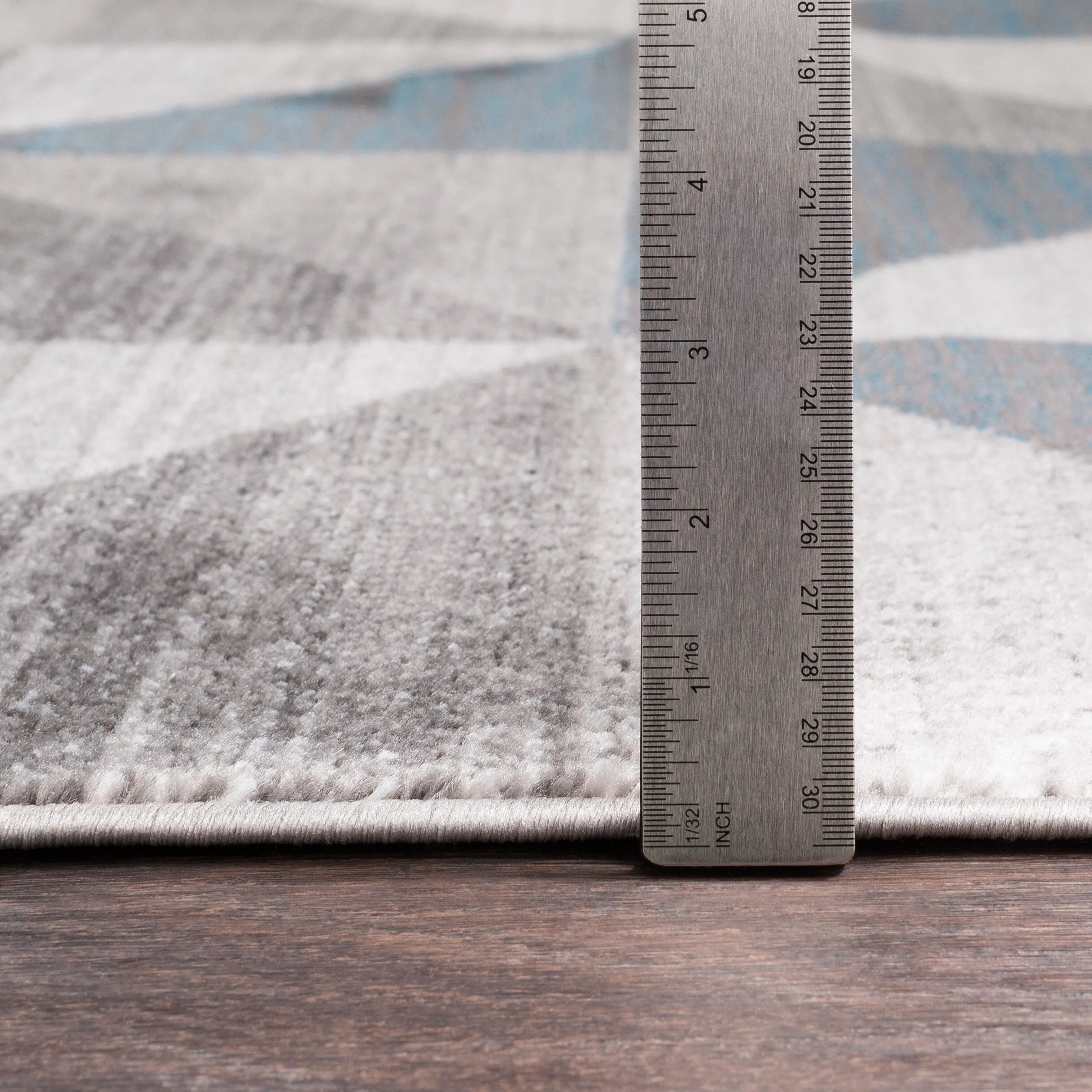 Livabliss Metz Blue & Gray Mid-Century Geometric Area Rug