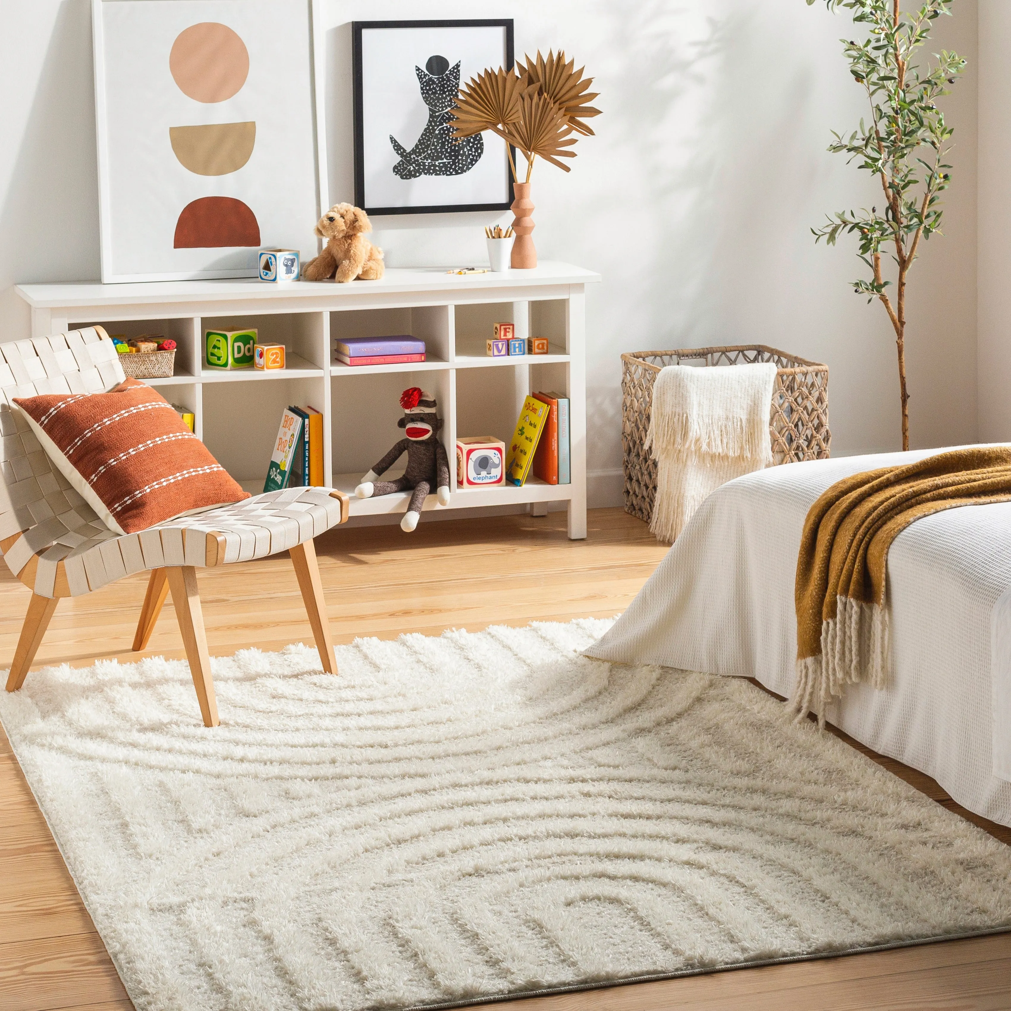 Livabliss Rodos Mod Neutral Rainbow Plush Area Rug
