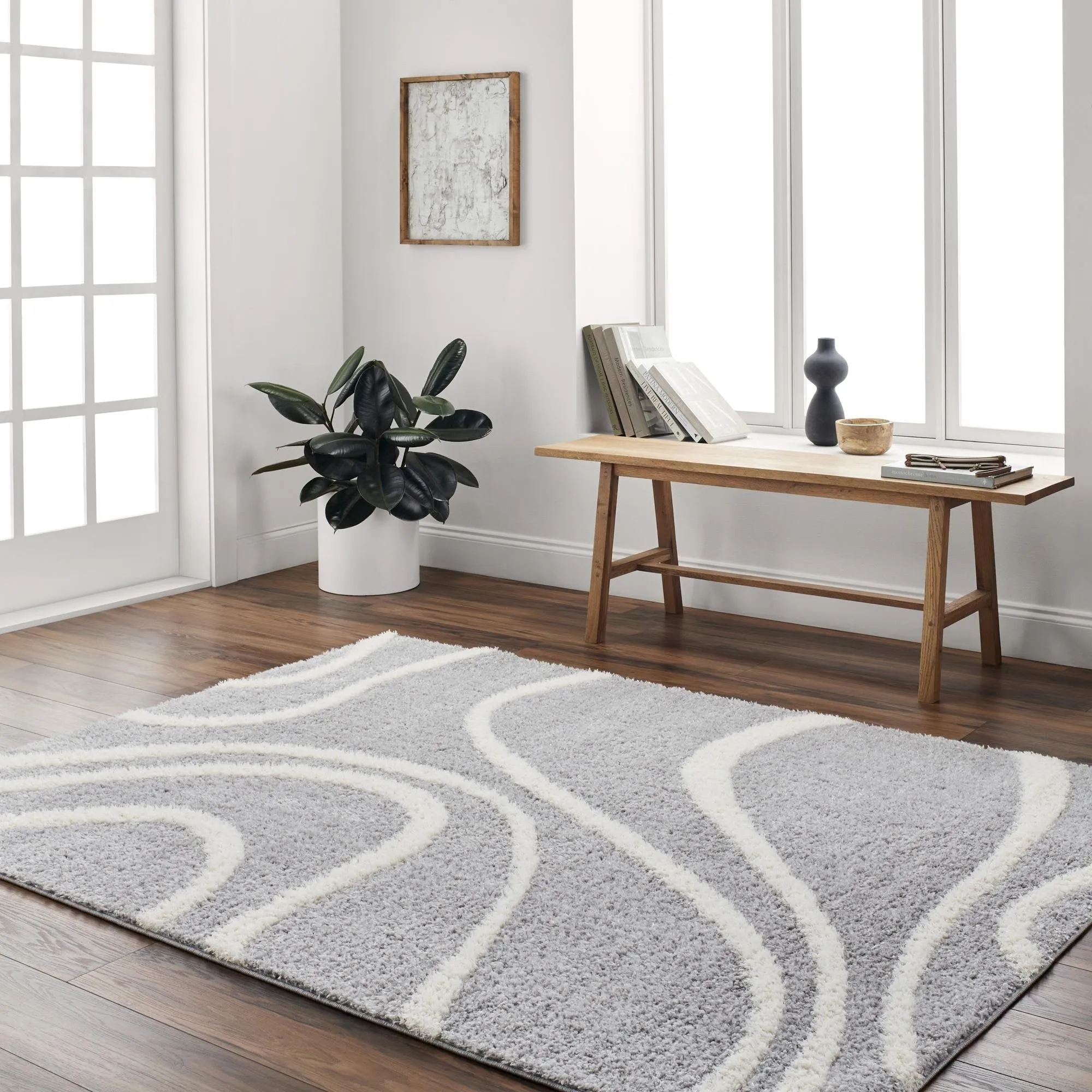 Livabliss Rodos Transitional Swirl Plush Area Rug