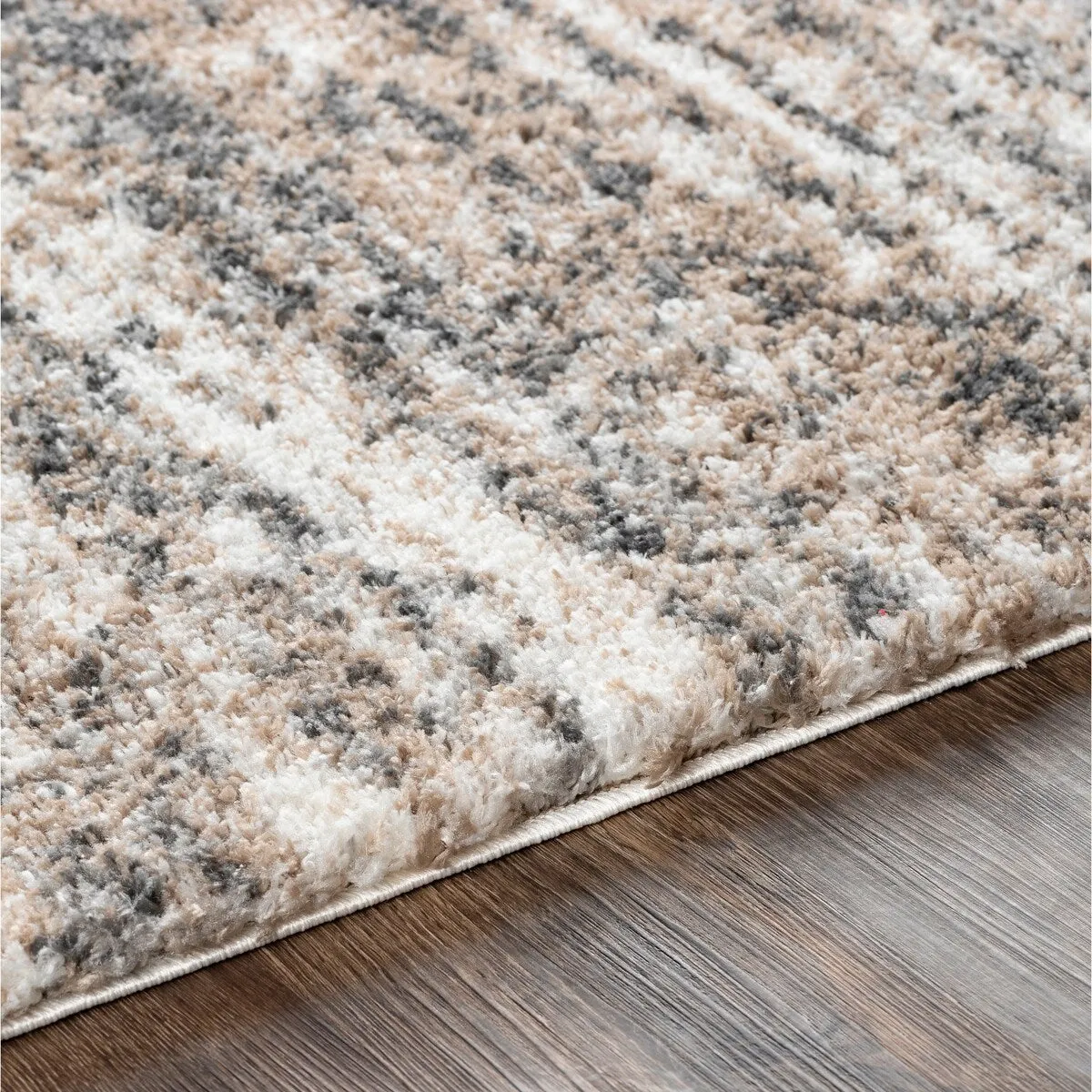 Livabliss Sabbie Plush Heathered Stripe Area Rug
