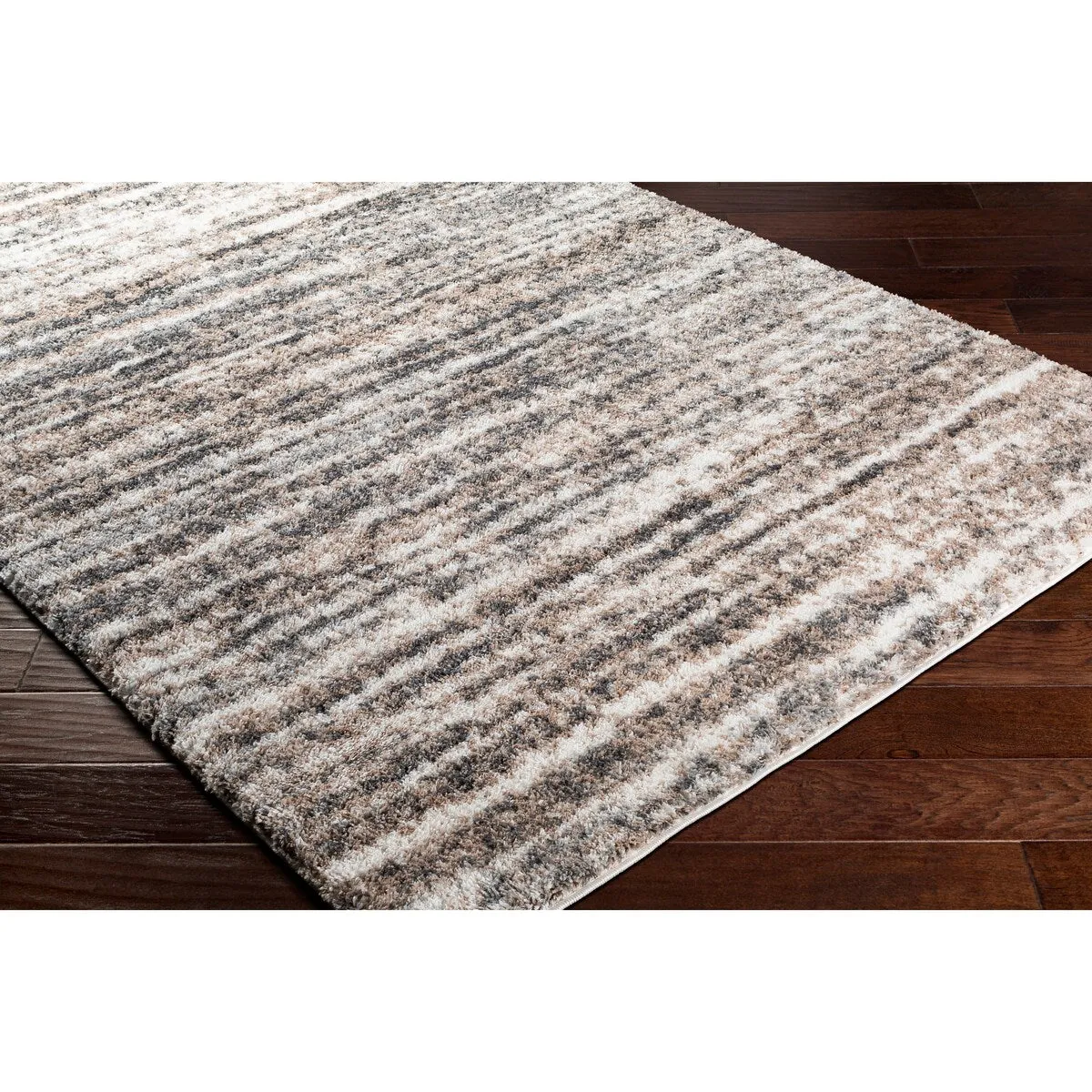 Livabliss Sabbie Plush Heathered Stripe Area Rug