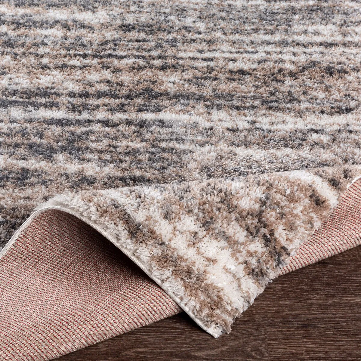 Livabliss Sabbie Plush Heathered Stripe Area Rug