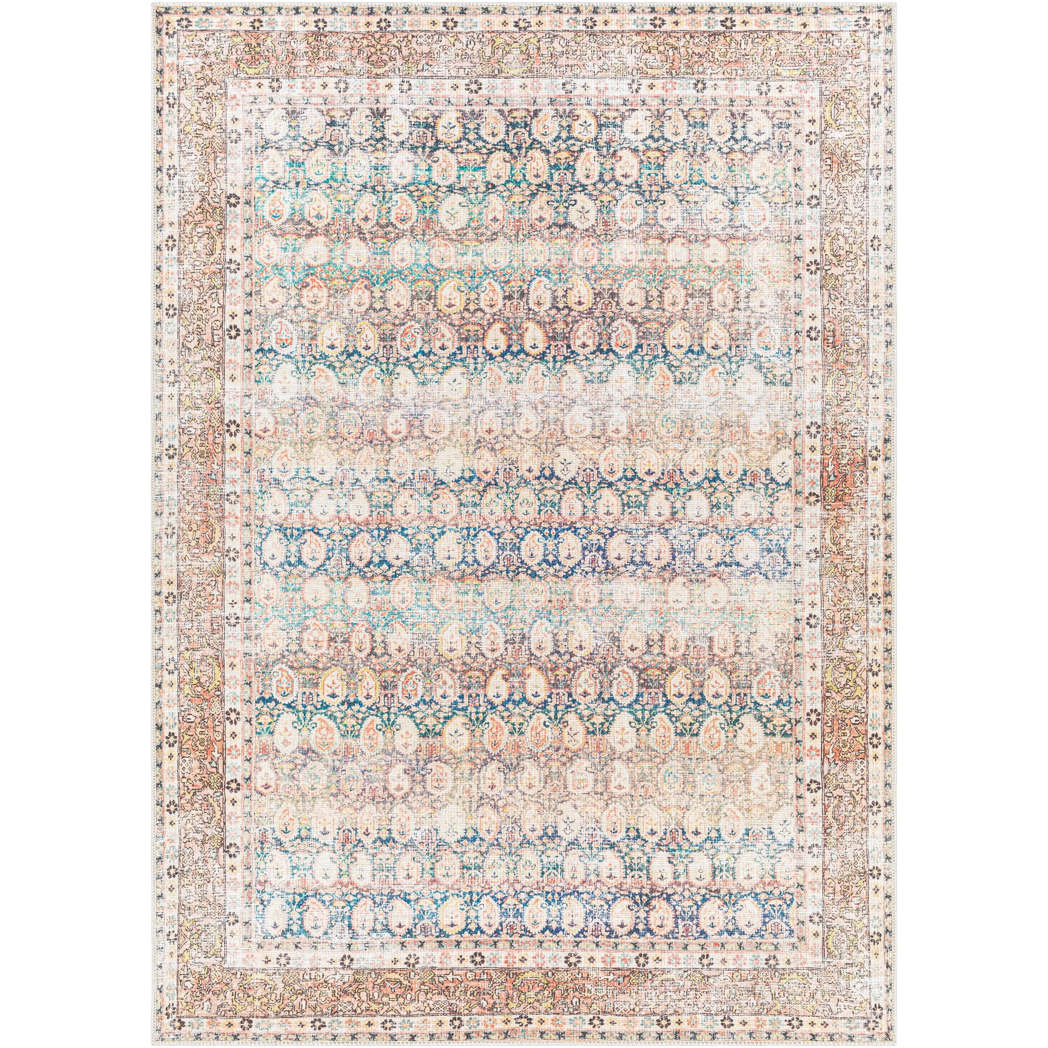 Livabliss Saffron Traditional Paisley Machine Washable Area Rug
