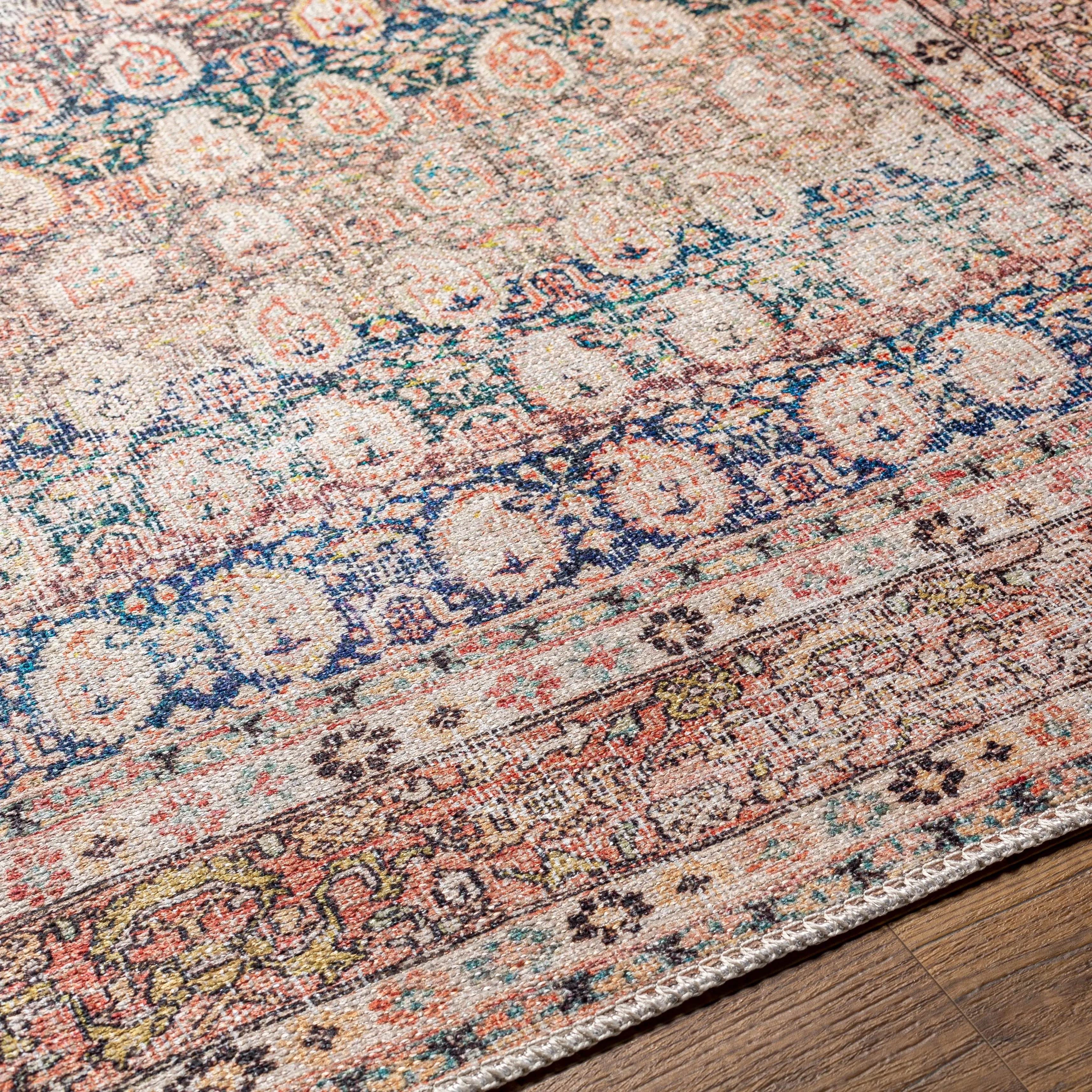 Livabliss Saffron Traditional Paisley Machine Washable Area Rug
