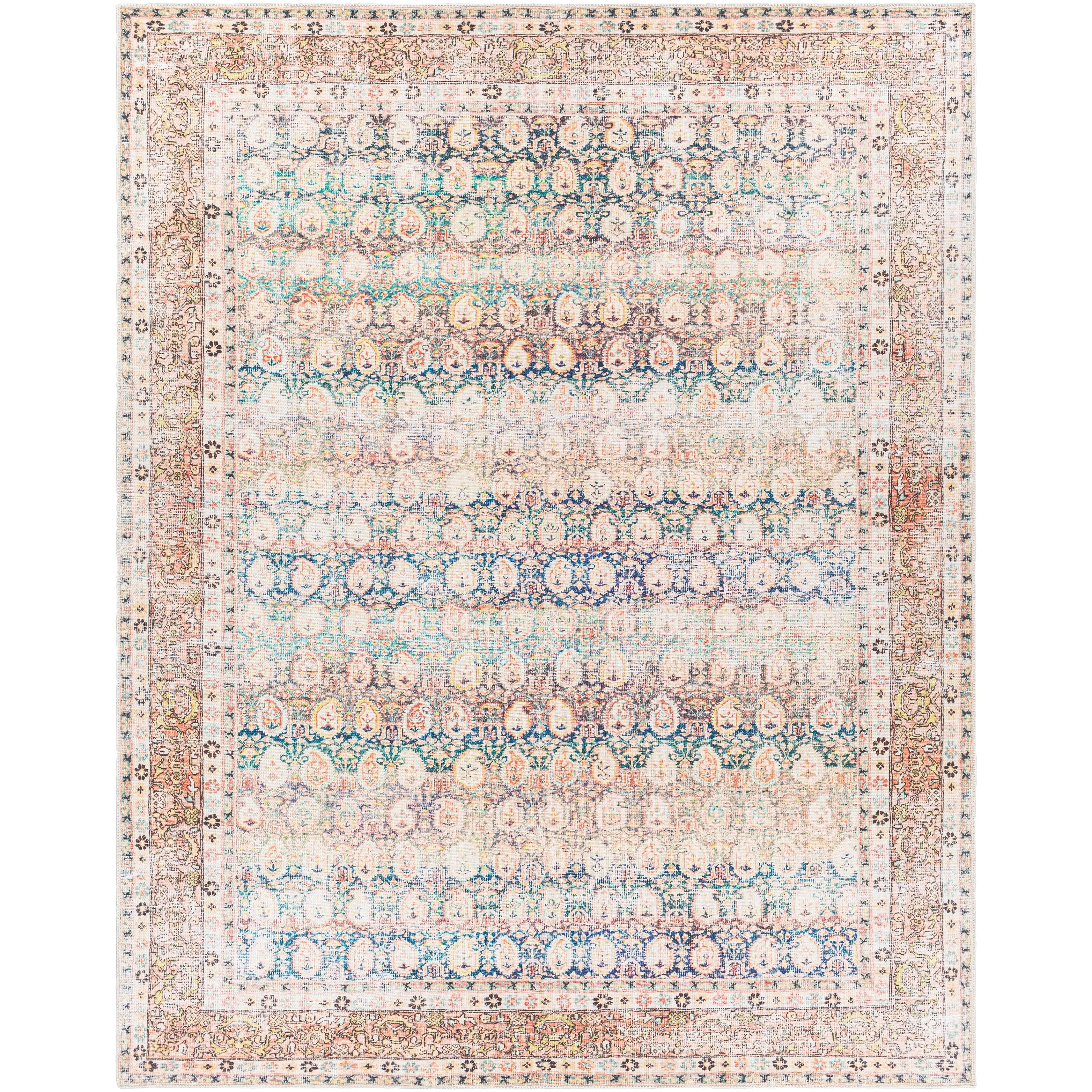 Livabliss Saffron Traditional Paisley Machine Washable Area Rug