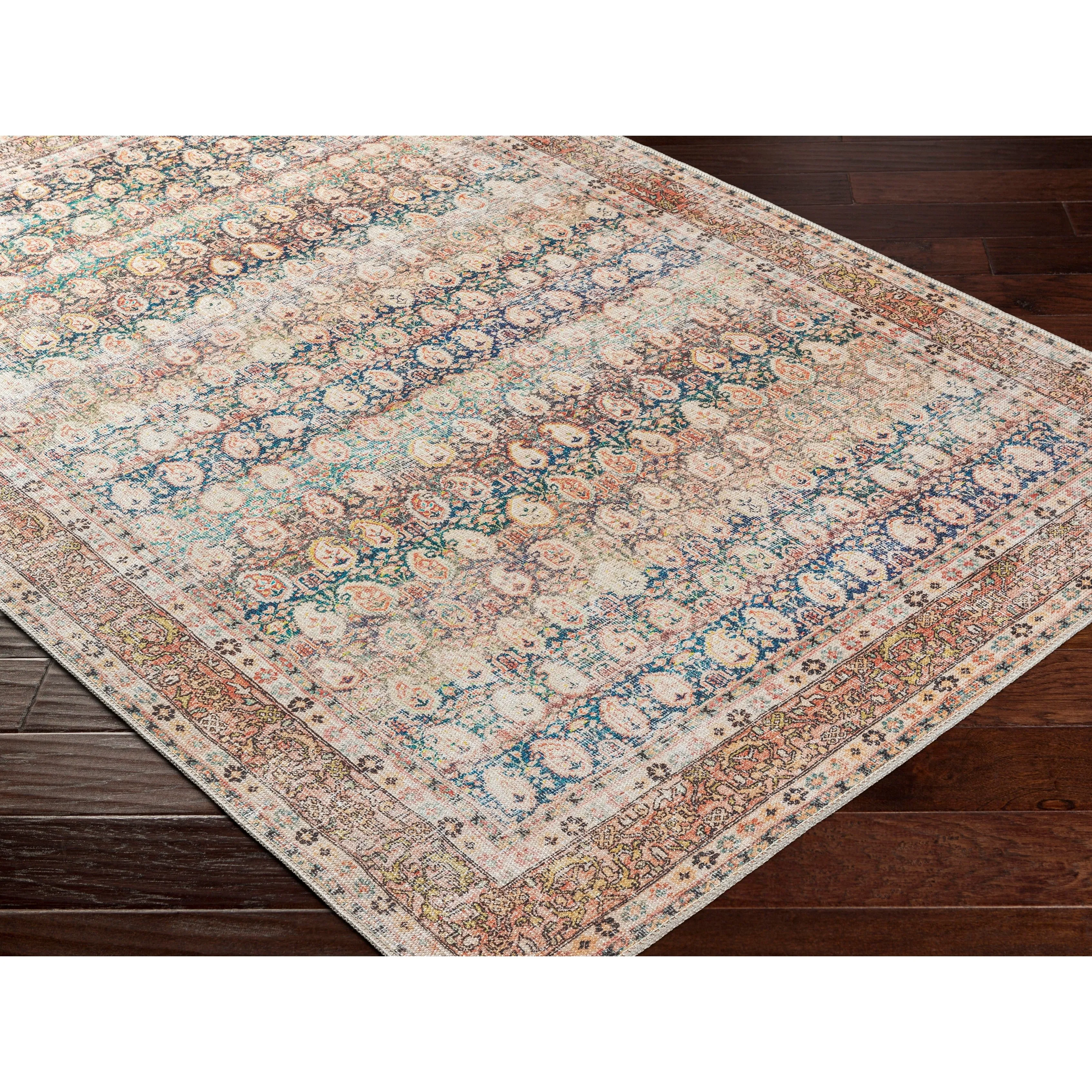 Livabliss Saffron Traditional Paisley Machine Washable Area Rug