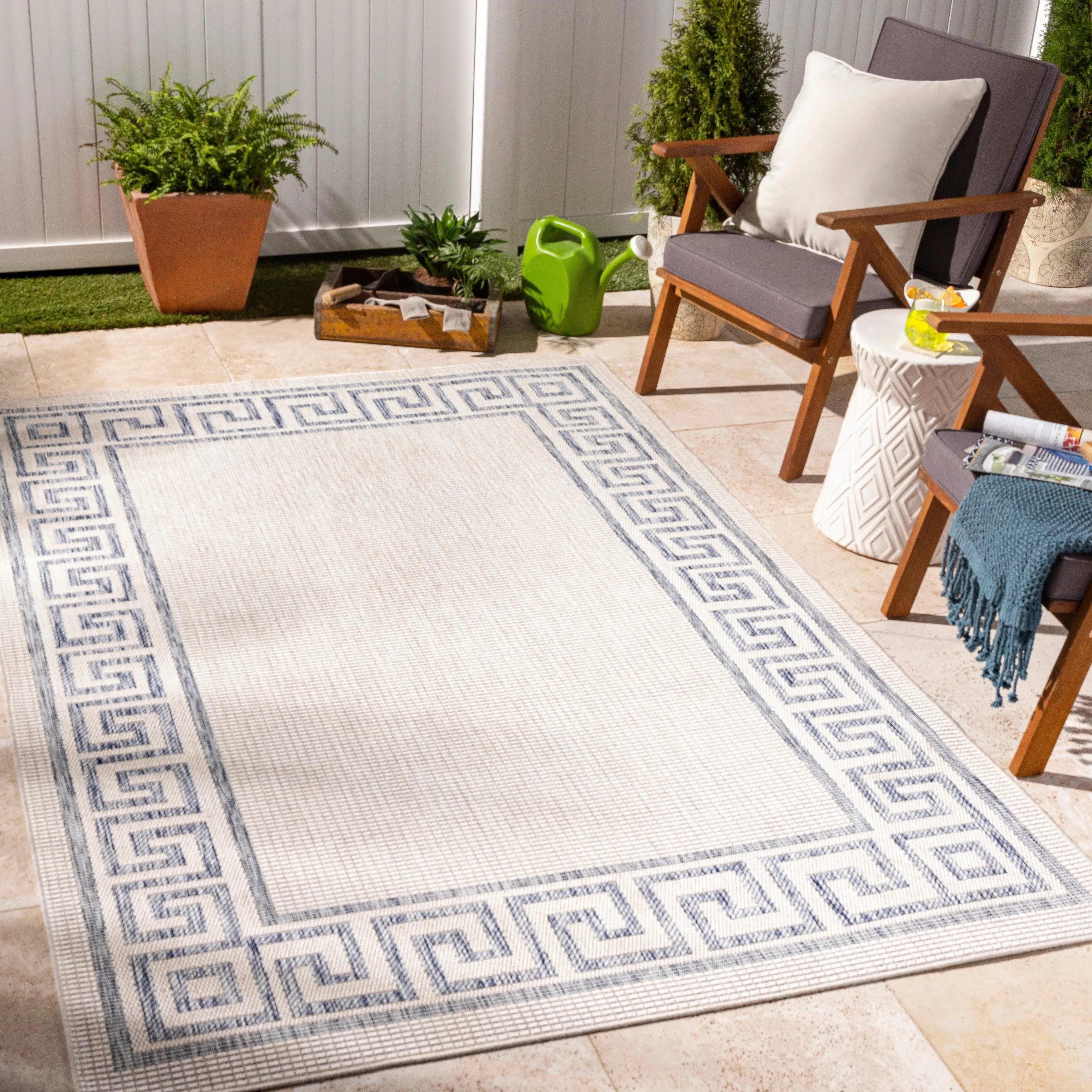Livabliss Tuareg Greek Border Outdoor Rug
