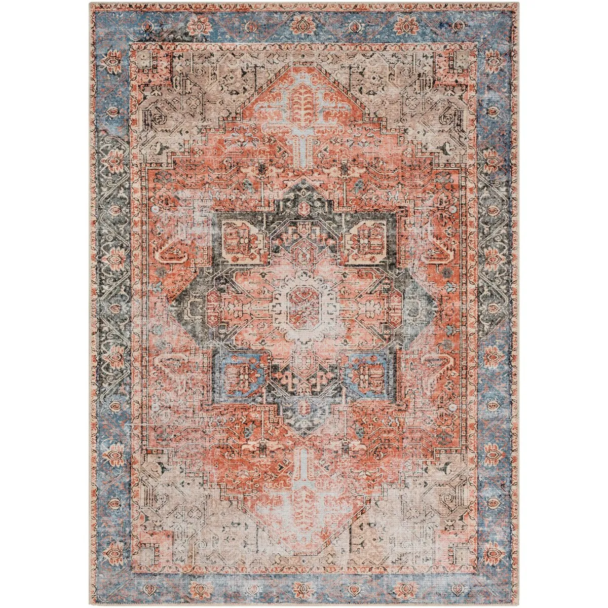 Livabliss Zakariya Vintage Medallion Machine Washable Area Rug