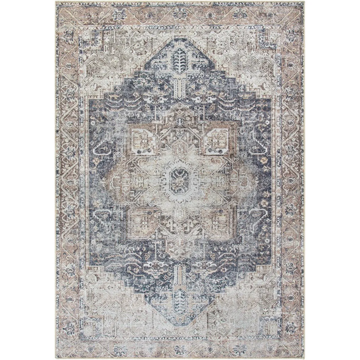 Livabliss Zakariya Vintage Medallion Machine Washable Area Rug