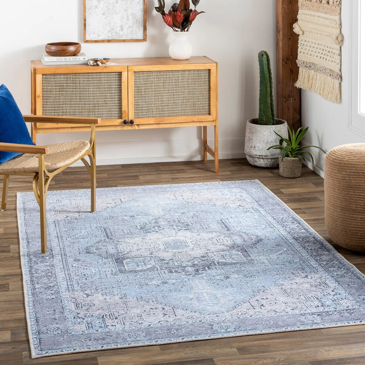 Livabliss Zakariya Vintage Medallion Machine Washable Area Rug
