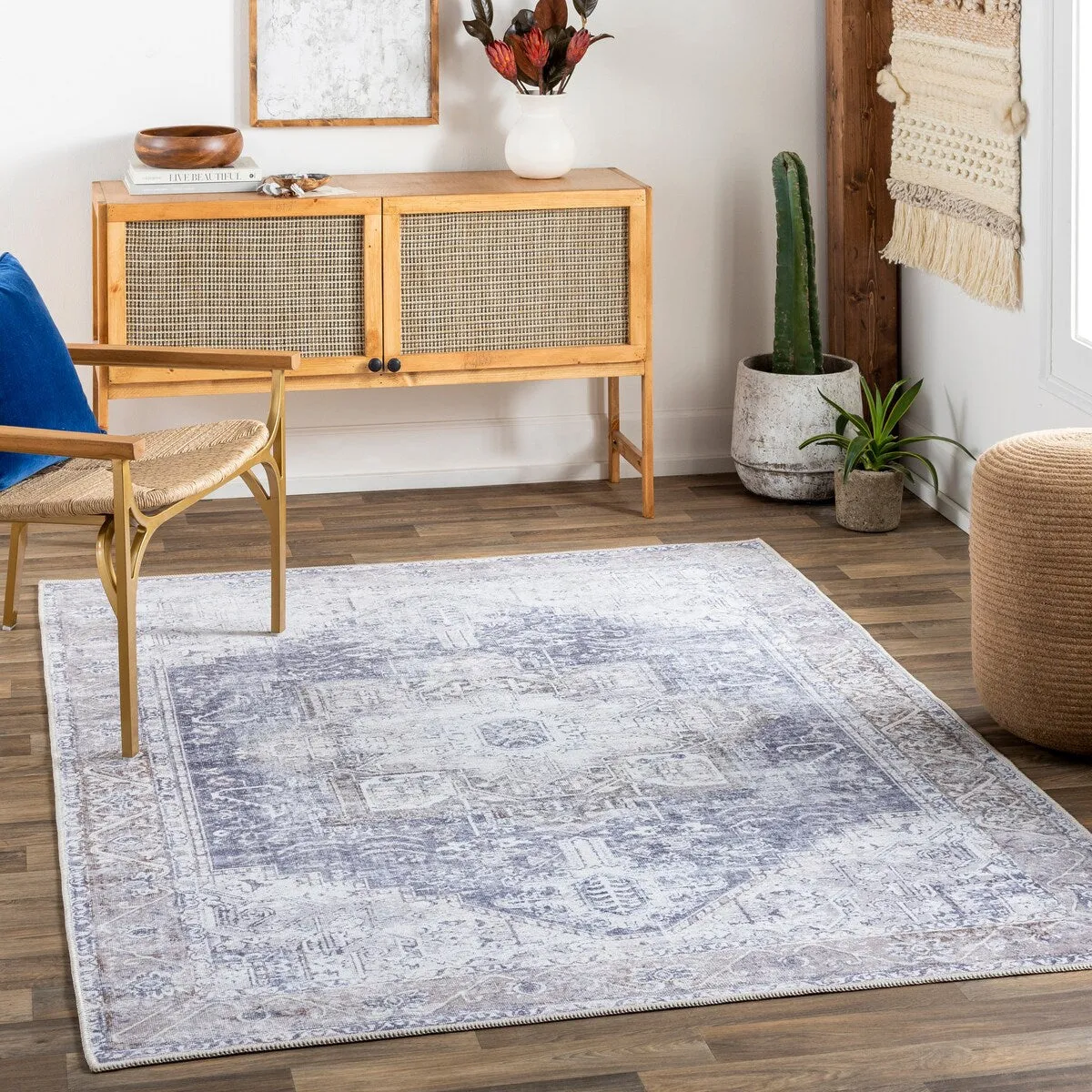 Livabliss Zakariya Vintage Medallion Machine Washable Area Rug