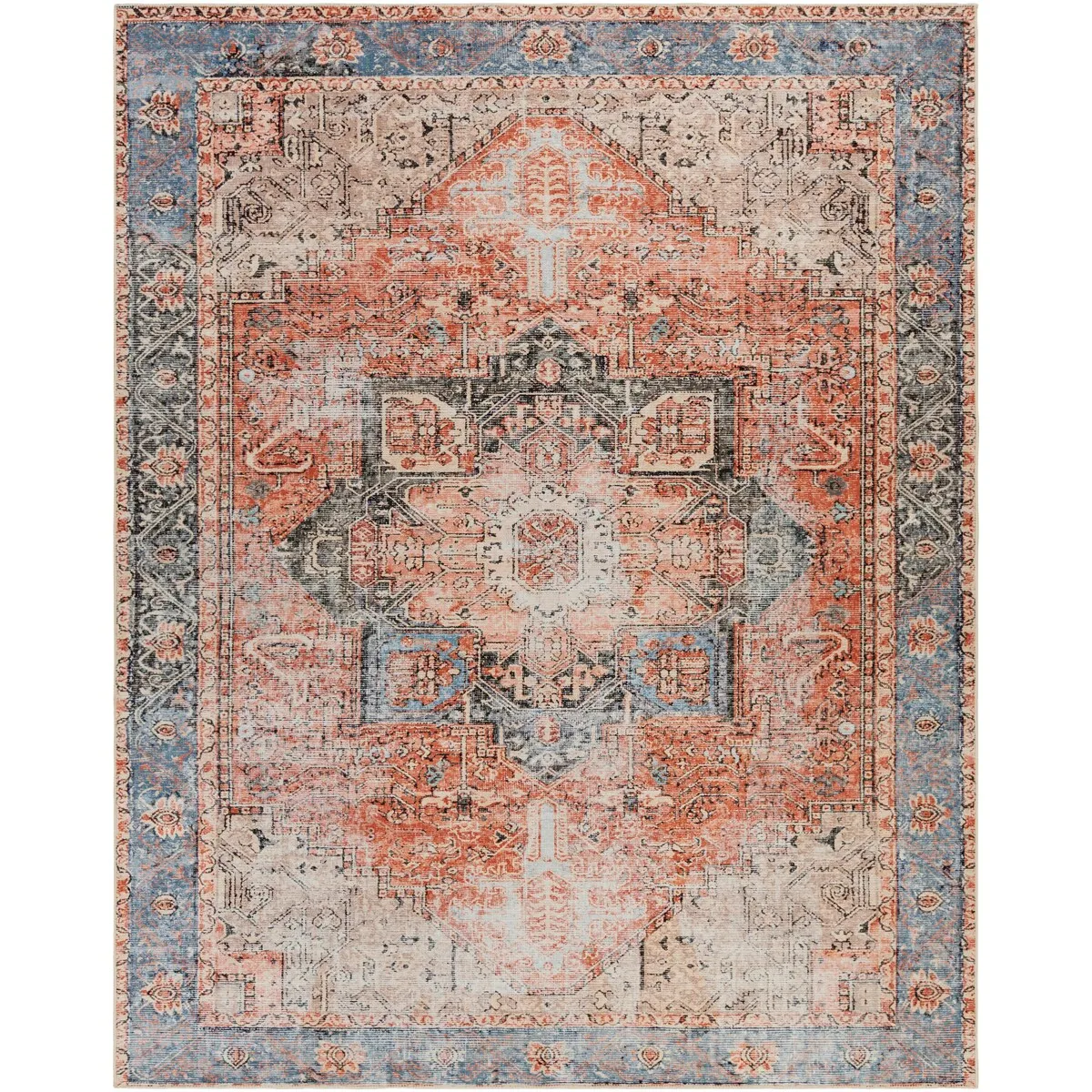 Livabliss Zakariya Vintage Medallion Machine Washable Area Rug