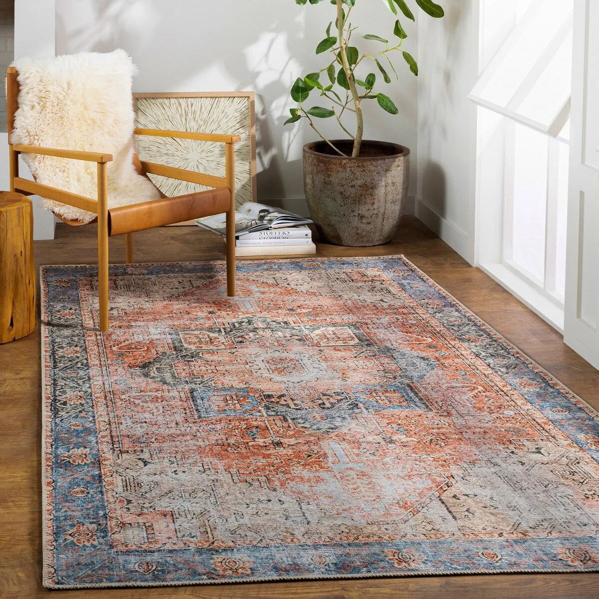 Livabliss Zakariya Vintage Medallion Machine Washable Area Rug