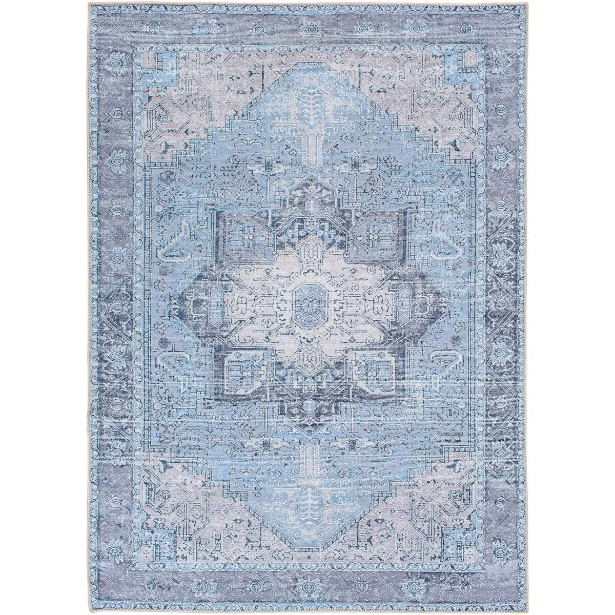 Livabliss Zakariya Vintage Medallion Machine Washable Area Rug