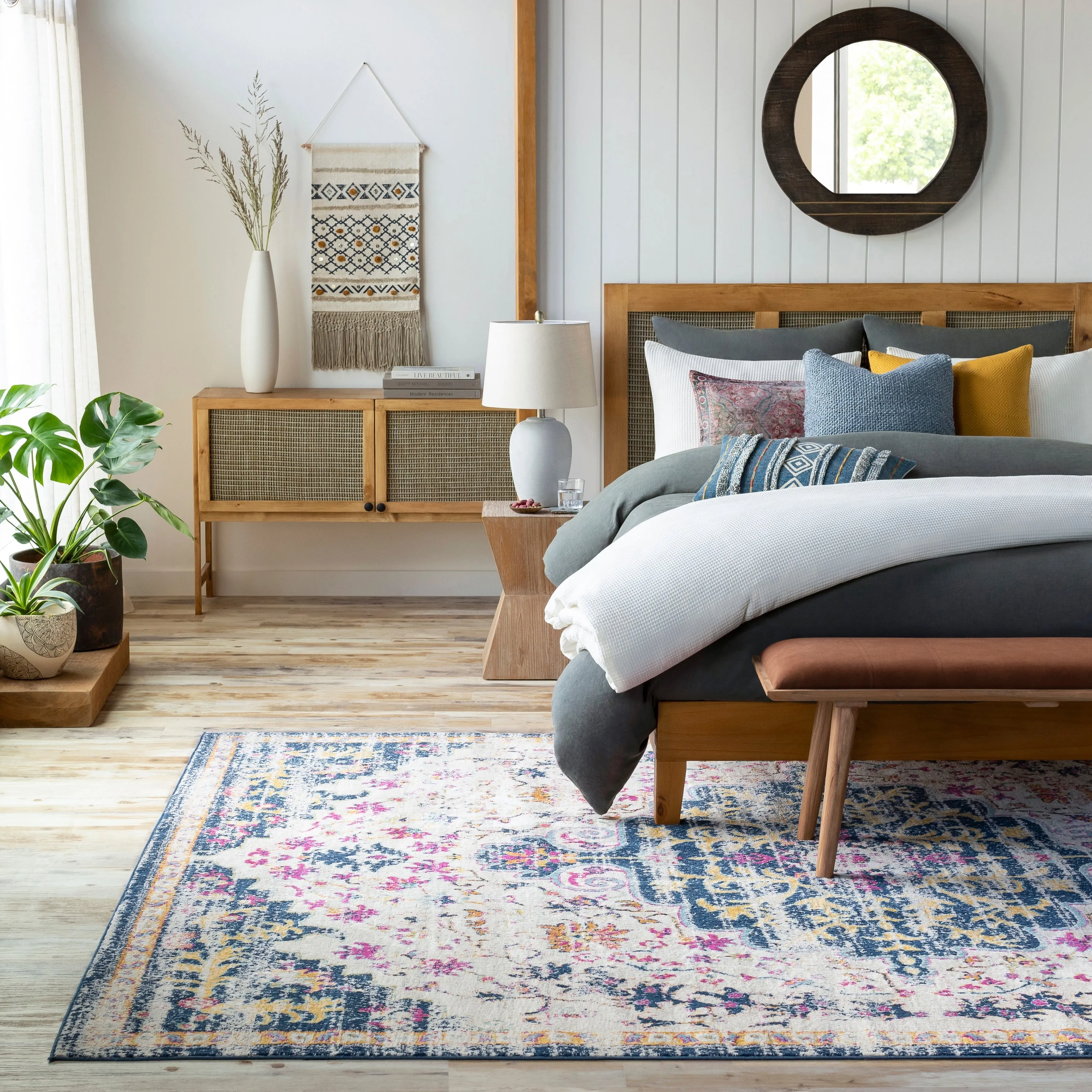 Livabliss Zimmer Distressed Boho Medallion Area Rug