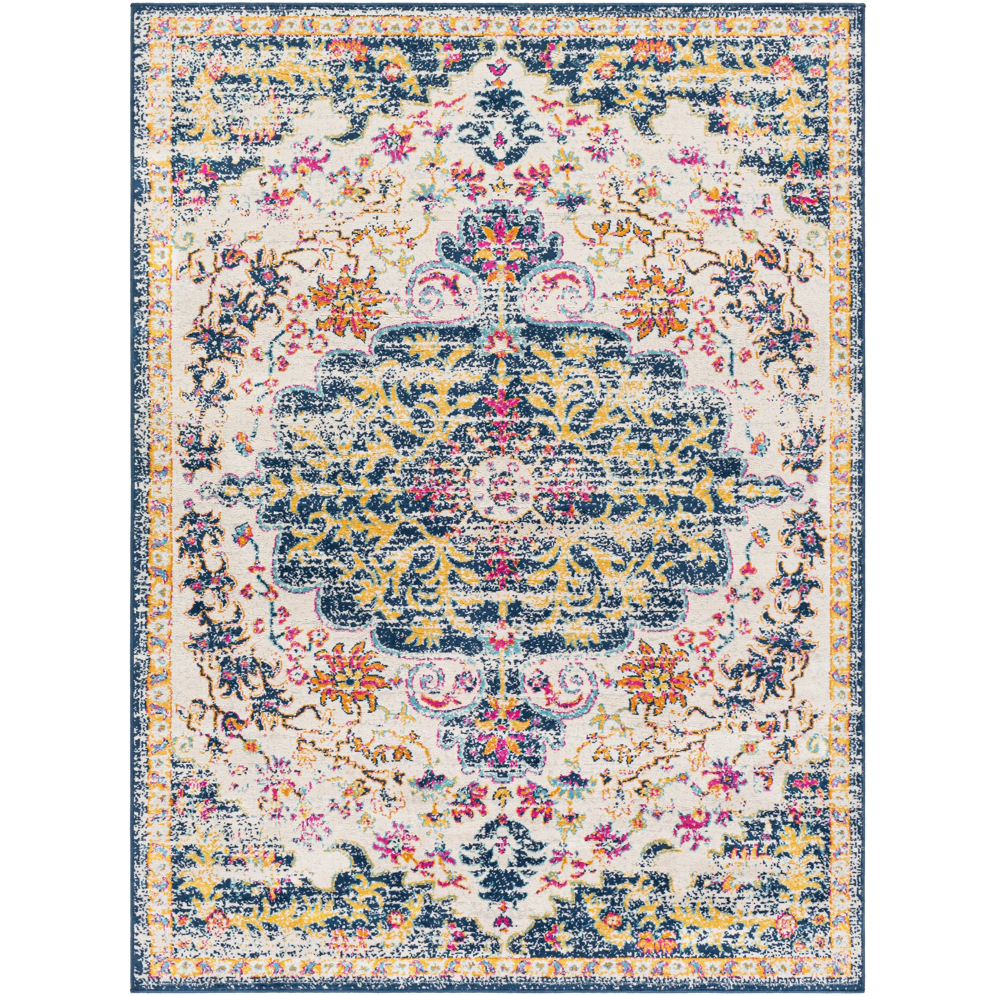 Livabliss Zimmer Distressed Boho Medallion Area Rug