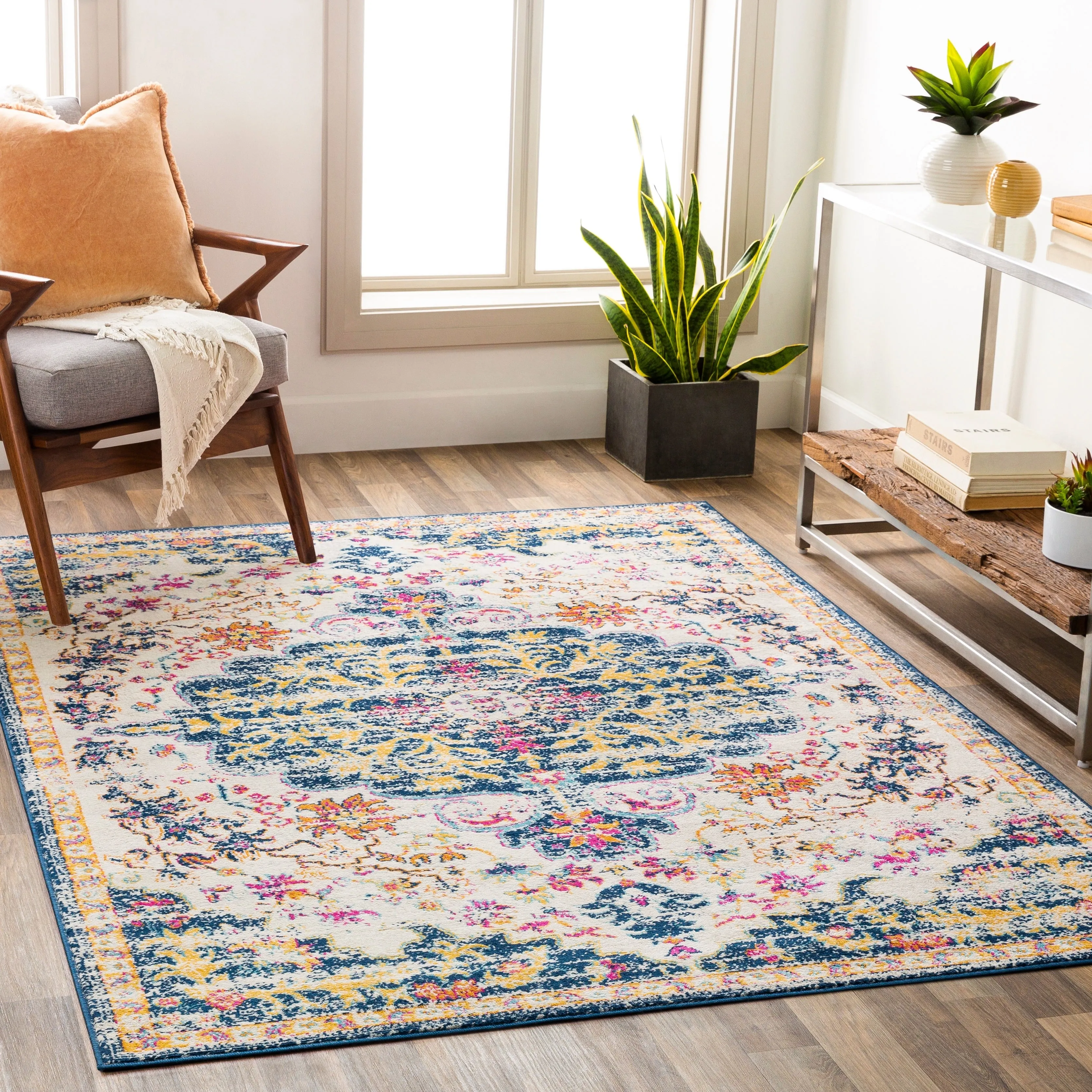 Livabliss Zimmer Distressed Boho Medallion Area Rug