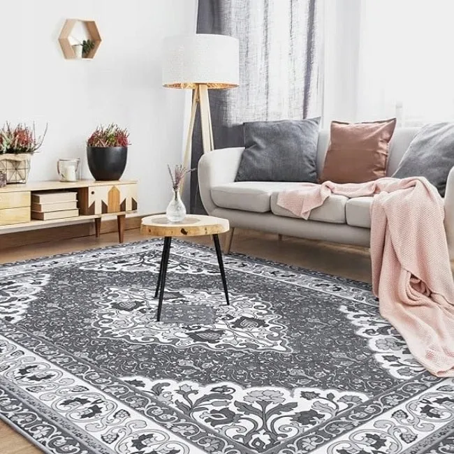 Living Room Area Rug Floral Dining Room Bedroom No-Pile Carpet